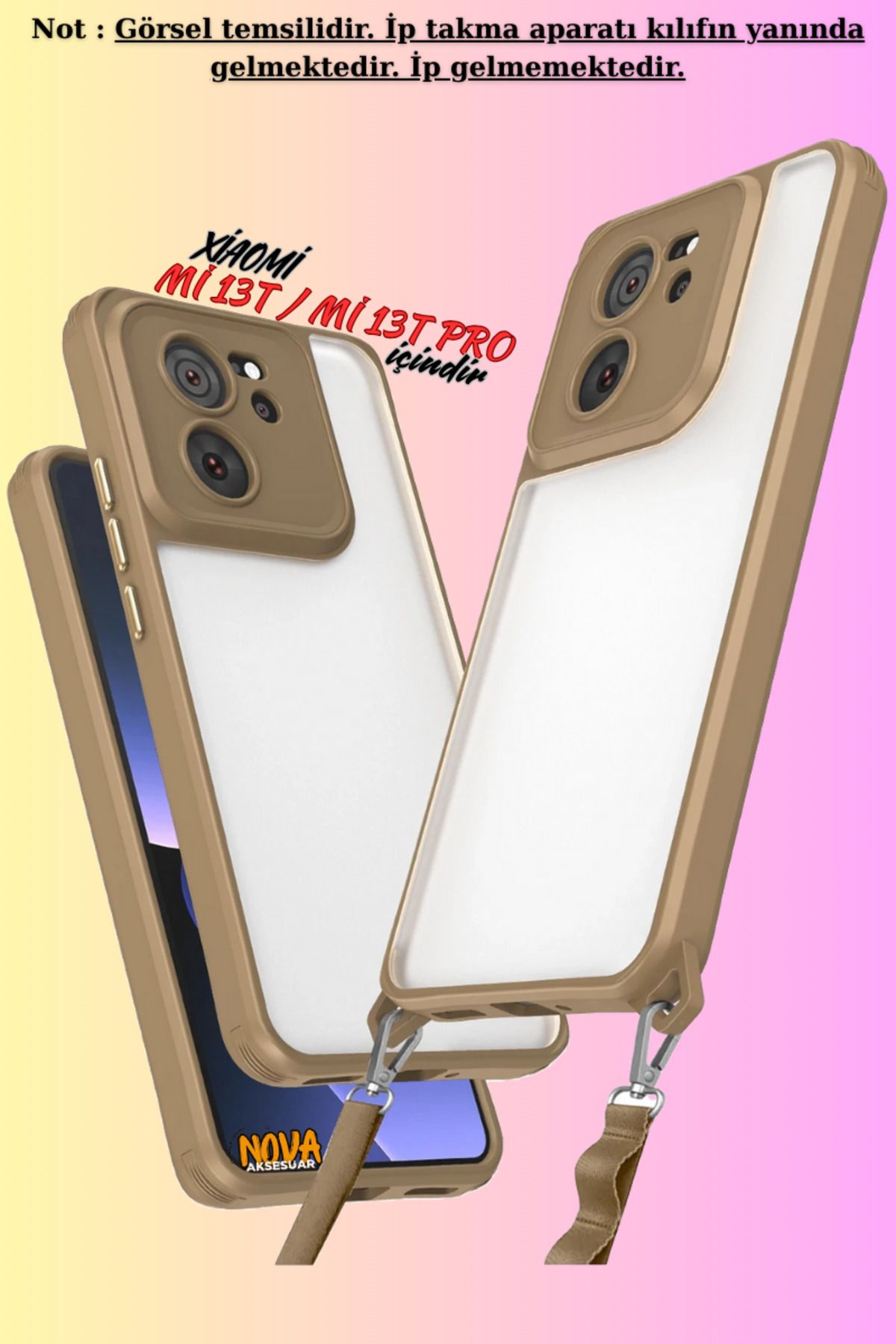 cepmoda Xiaomi Mİ 13T / 13T PRO Uyumlu - Renkli Kenar Darbe Koruyucu Penta TPU Kapak/Kılıf - ÇÖL TİTANYUM
