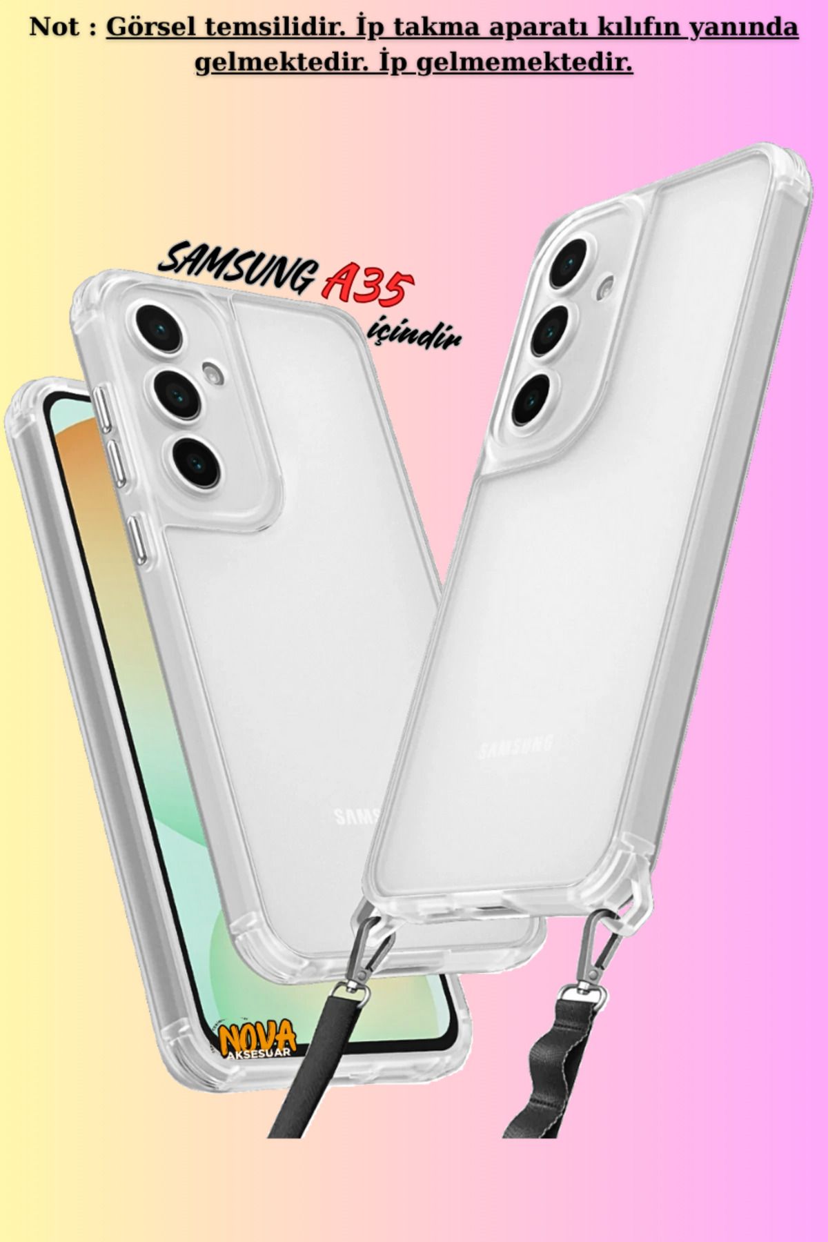 cepmoda Galaxy A35 uyumlu - Renkli Kenar Darbe Koruyucu Penta TPU Kapak/Kılıf - ŞEFFAF