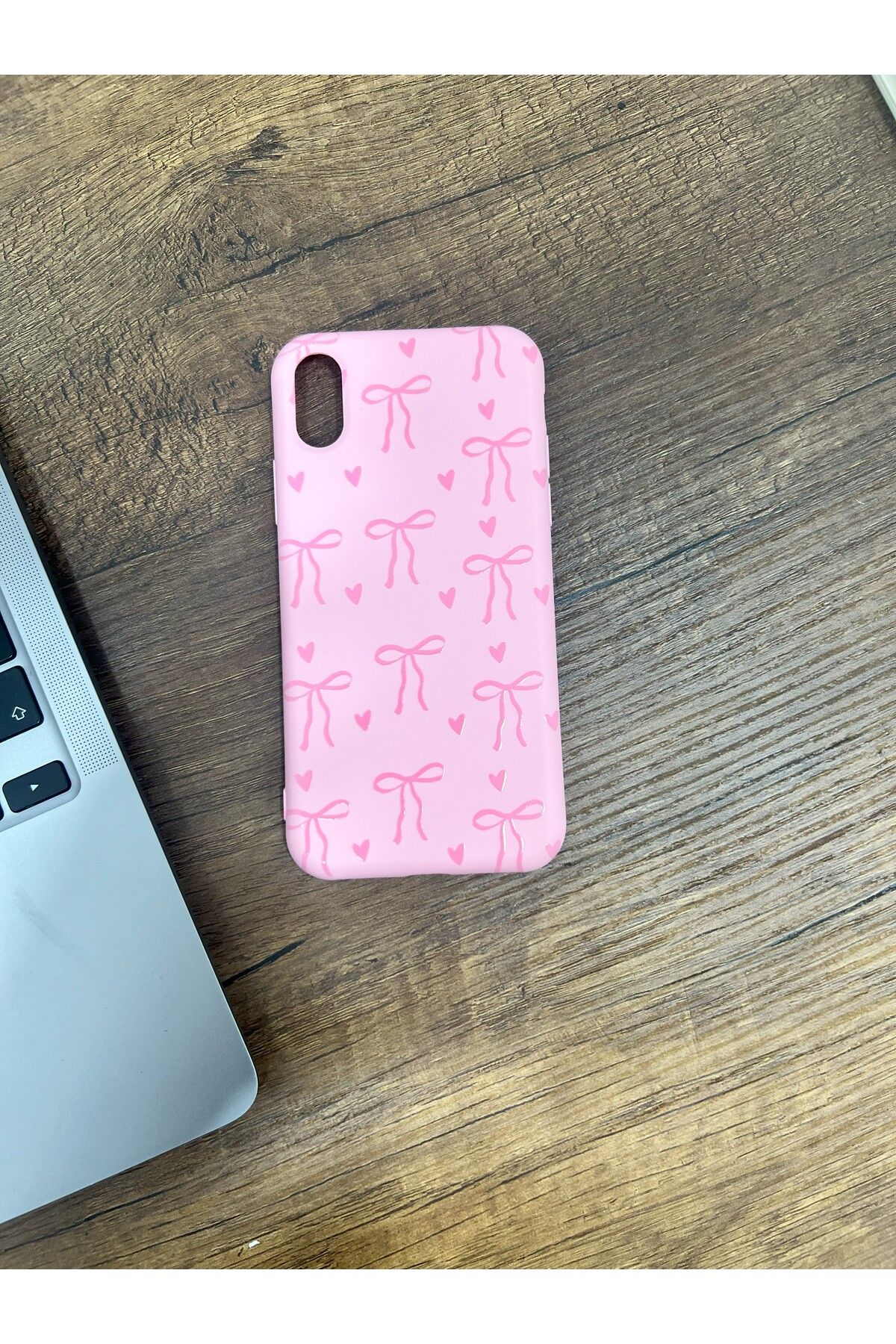 HZR Iphone XR Pembe Kurdele Desenli Silikon Kılıf