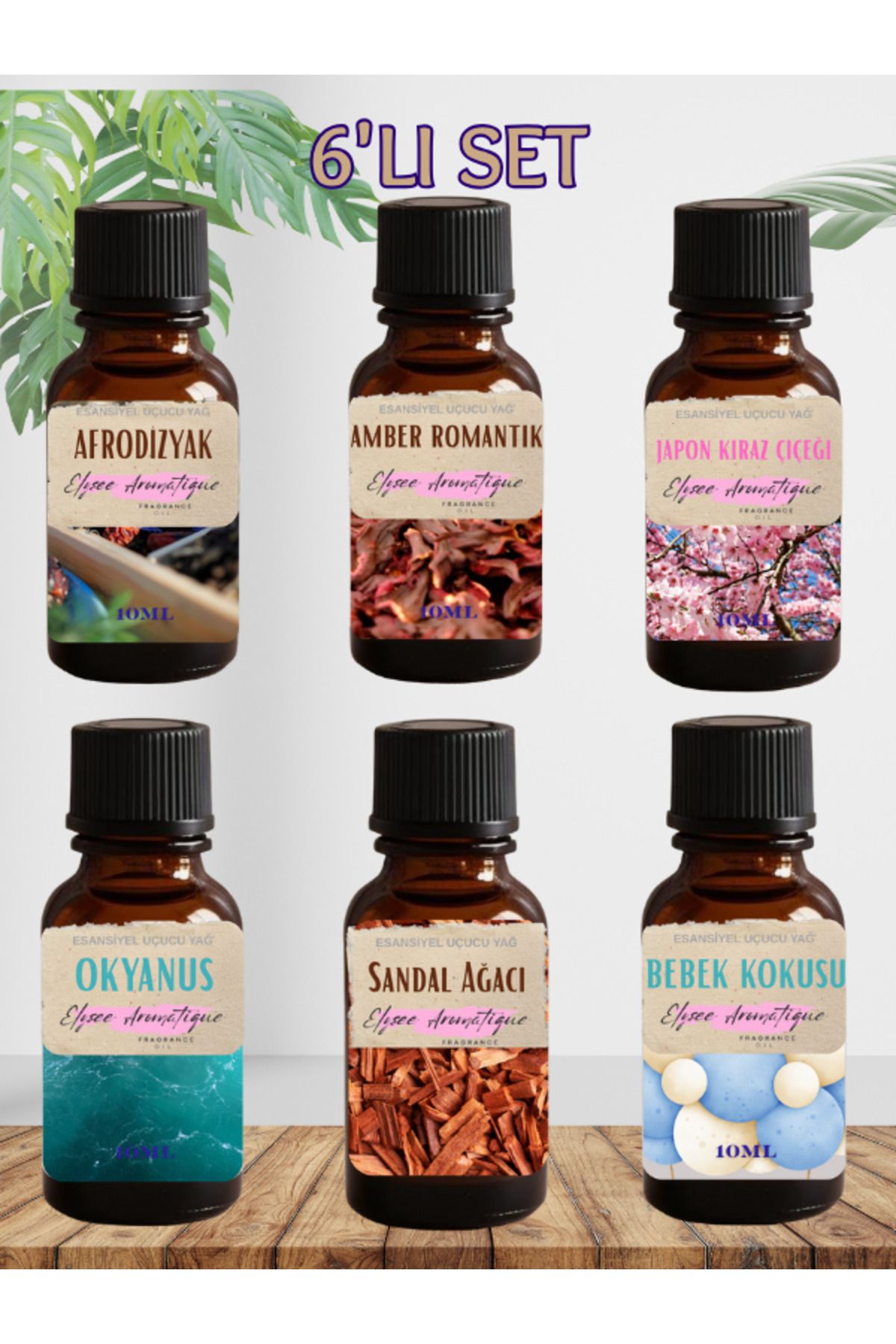 Elysee Aromatique 6'lı Set Esansiyel Uçucu Koku Yağı Difüzör Esansı Buhurdanlık Yağı Aromaterapi Yağı