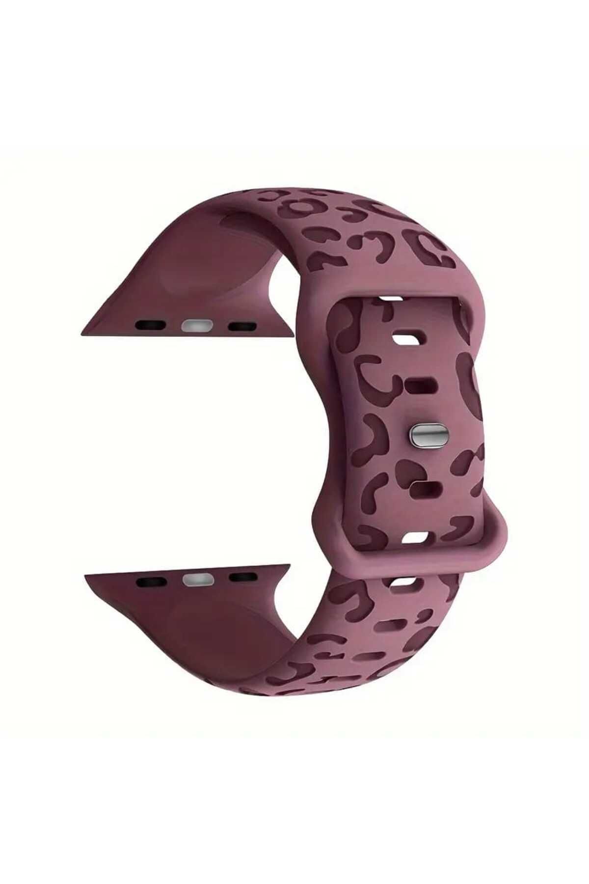 shop Apple Watch 6/7/8/9/10/Se Ultra uyumlu 44/45/46/49 mm Leopar Desenli Slikon Kordon Kayış