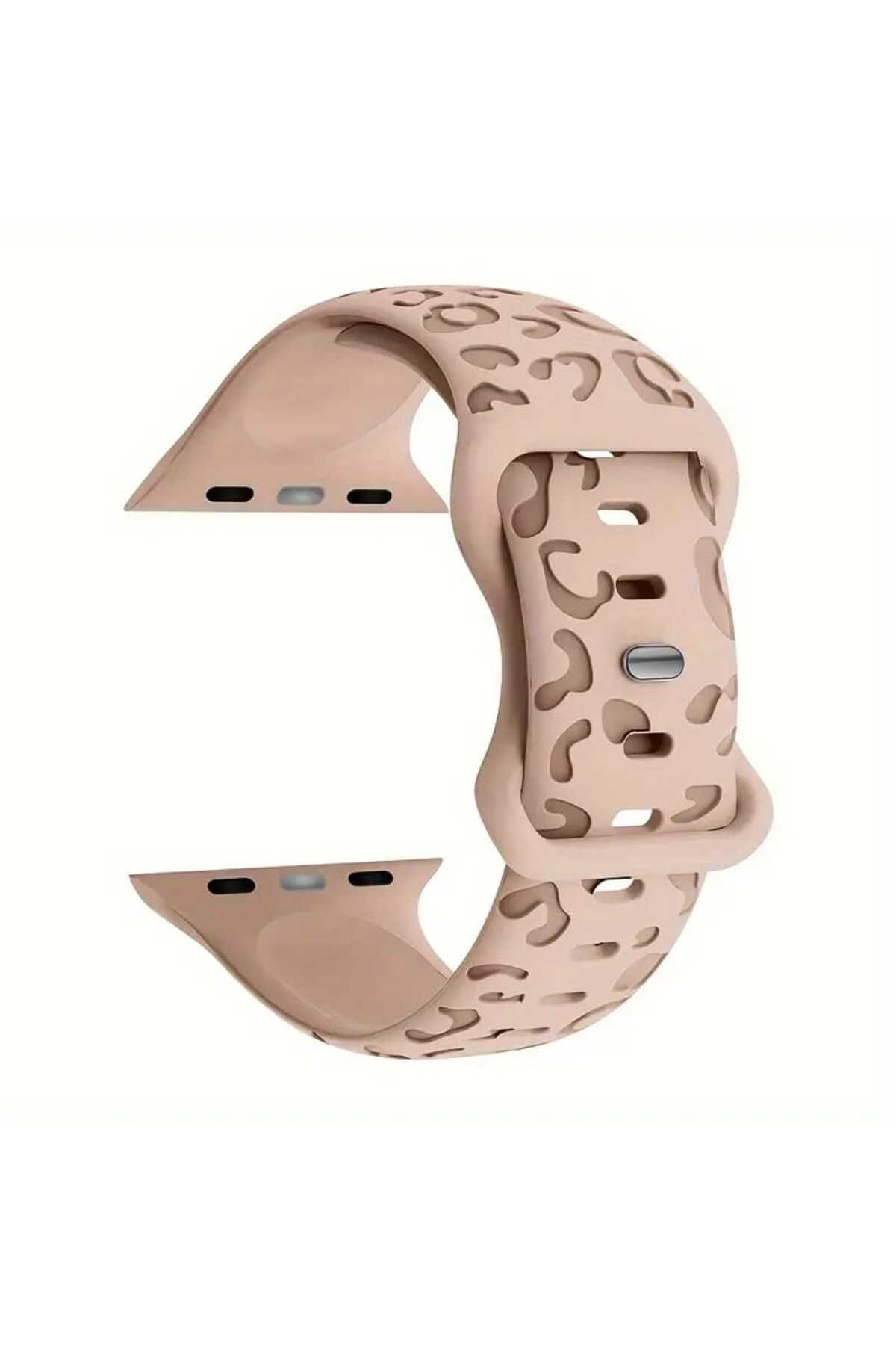 shop Apple Watch 6/7/8/9/10/Se Ultra uyumlu 44/45/46/49 mm Leopar Desenli Slikon Kordon Kayış
