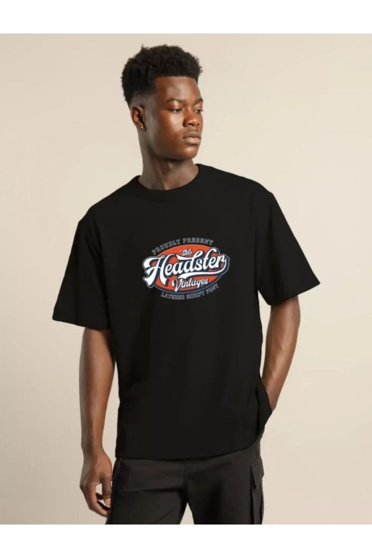 FantaziAtölyesi Unisex Baskılı Oversize T-Shirt - Siyah