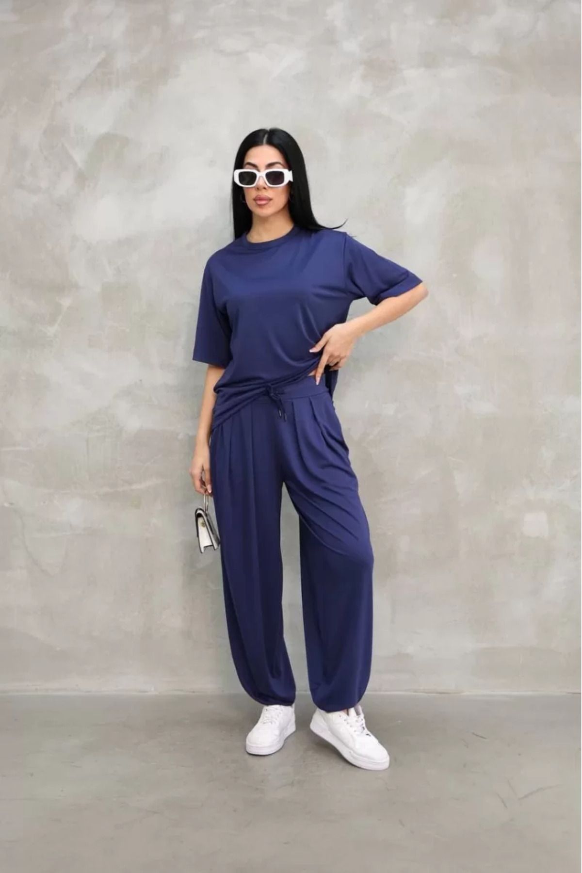 Flaubert / Yumuşak Dokulu Kumaş Oversize Bisiklet Yaka T-shirt Jogger Eşofman Altı Eşofman Takımı