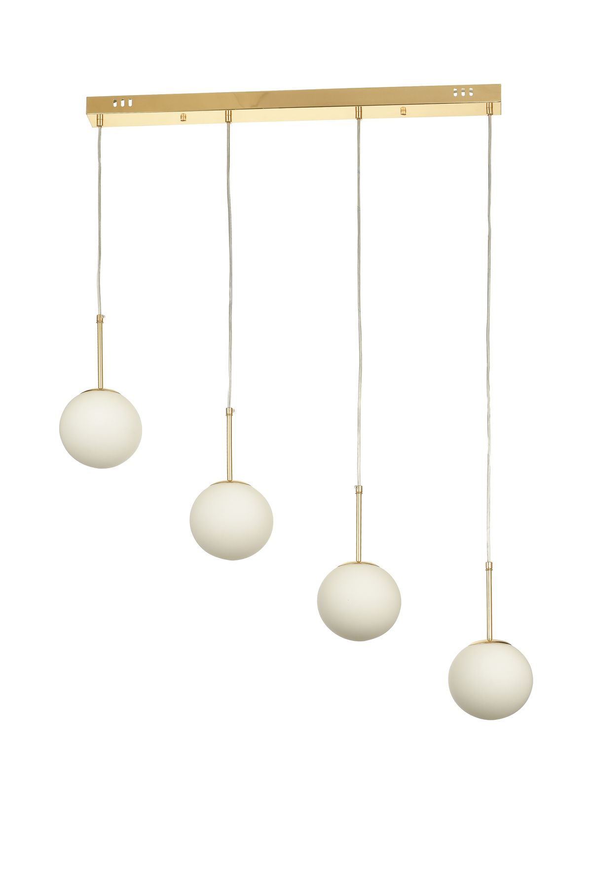 Avizemoda Miya 4 lü Yemek Masası Üstü Beyaz Camlı Modern Sarkıt Avize - (Gold Kaplama)