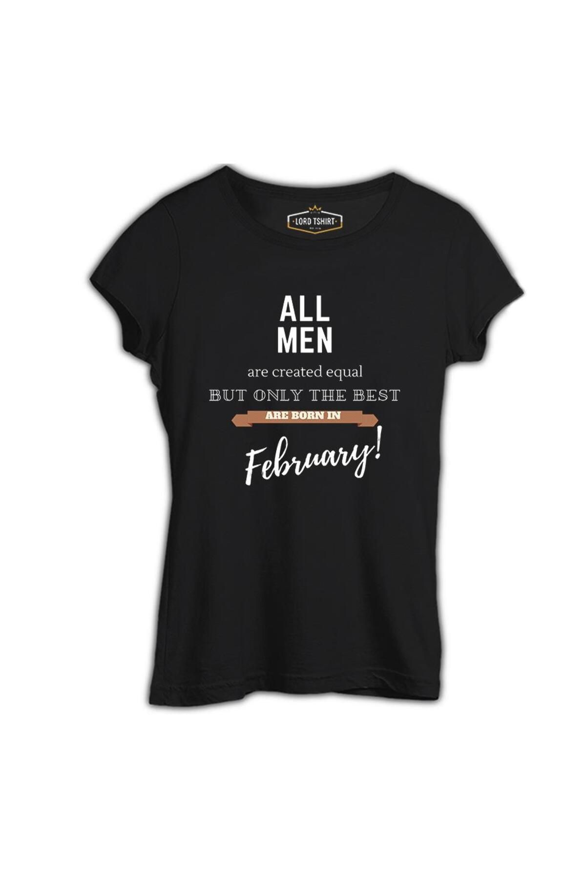 Lord T-Shirt Best are Born in February Siyah Kadın Tshirt