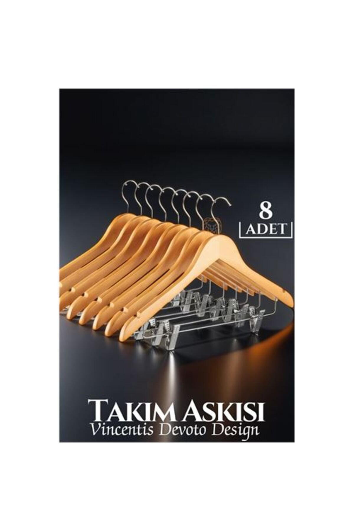 Skygo ModaCar Takım Askısı Ceket Etek Pantolon Kıskaçlı 8 Adet Vincentis Devoto Design