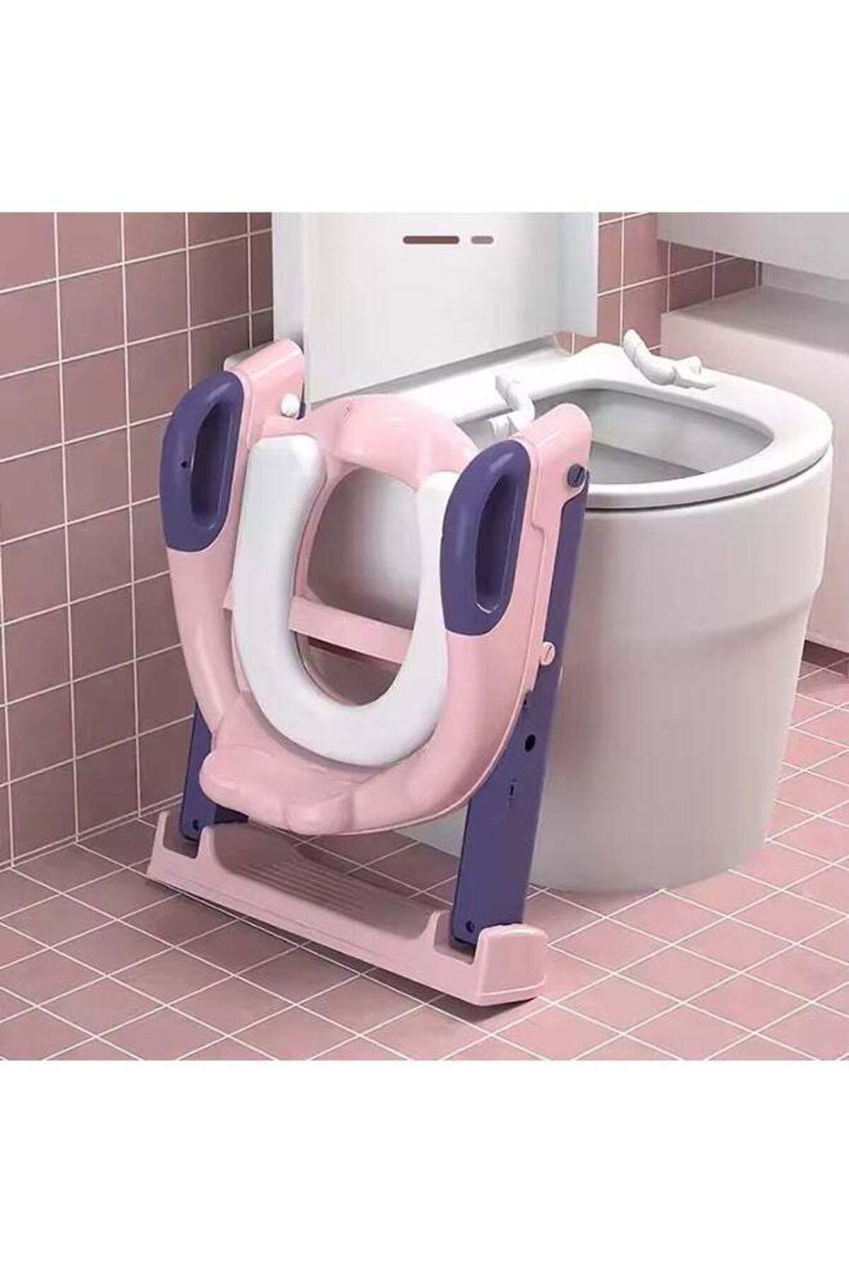 Yelajoy-Foldable Toilet Training Seat,with Pedal Stool Ladder,Height Adjustable,With Handles,for Toddler 7