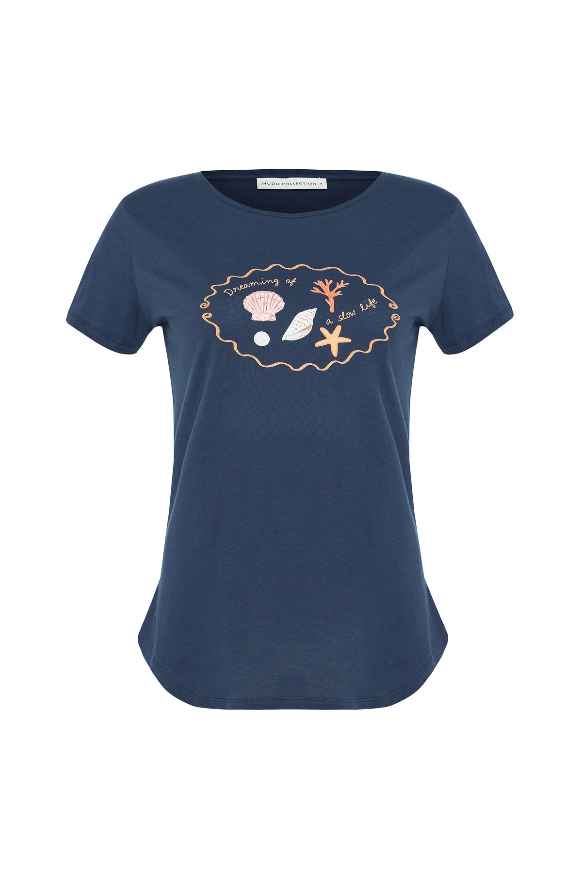 Mudo MARİN BASKILI BİSİKLET YAKA T-SHIRT