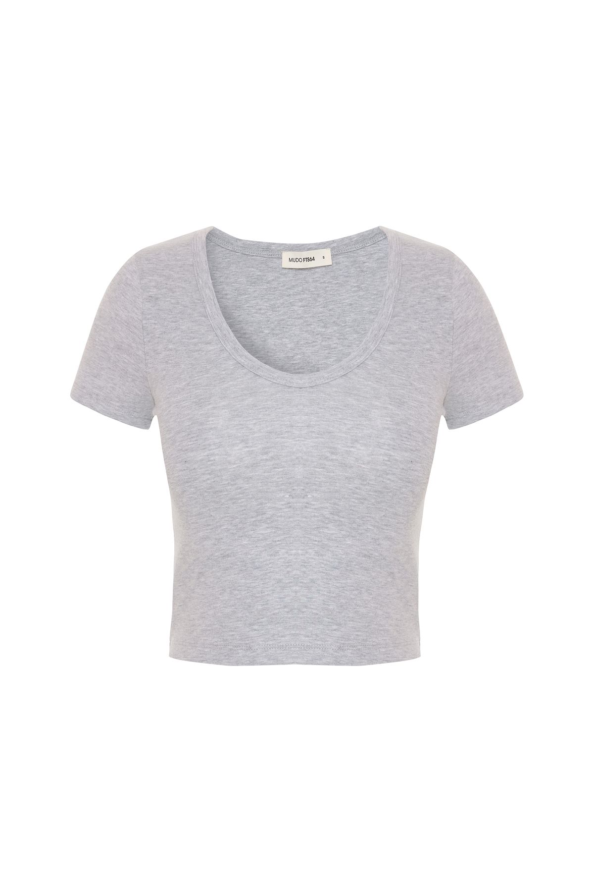 Mudo FİTİLLİ V YAKA CROP T-SHIRT
