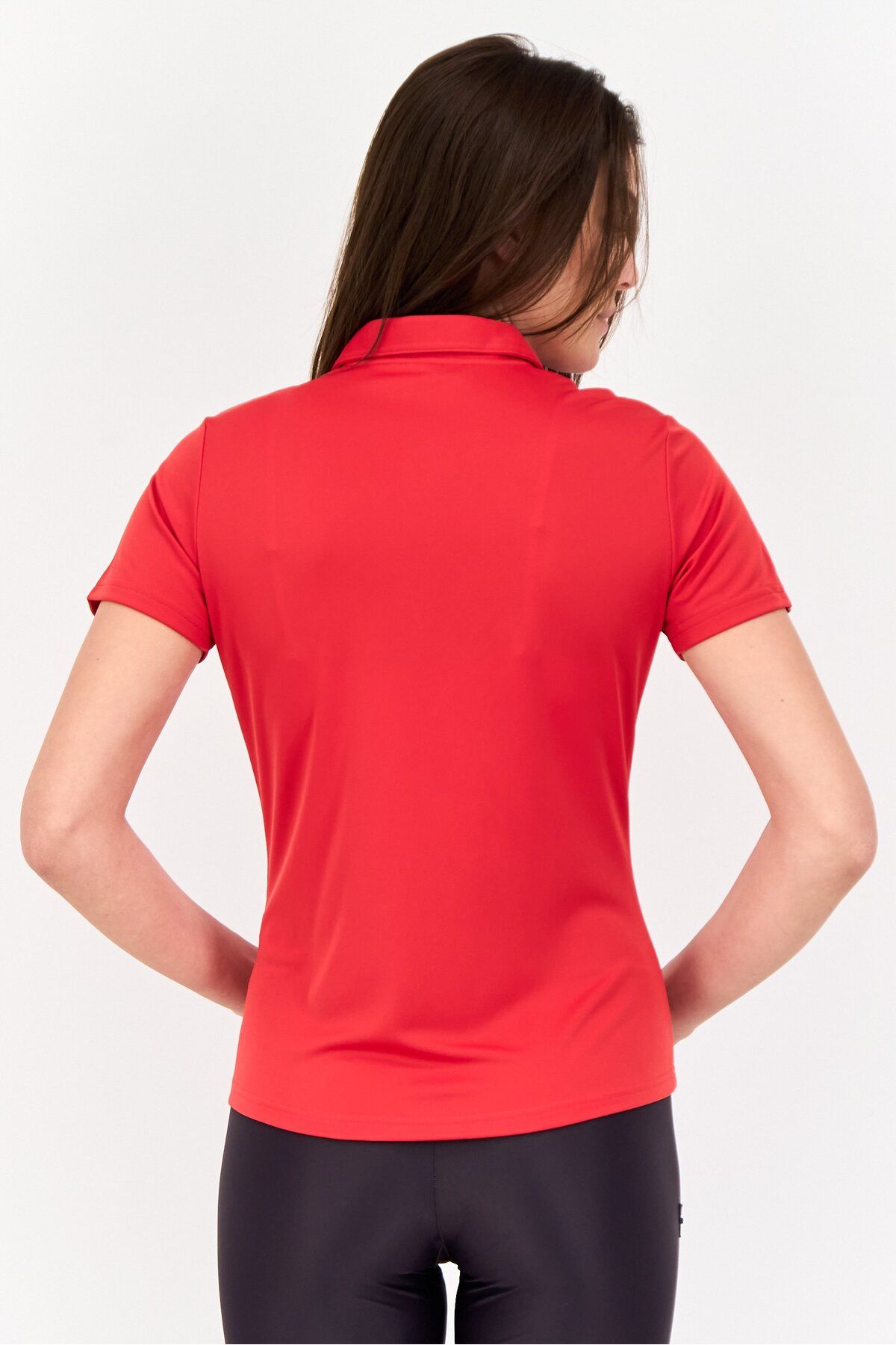 adidas-Women Sportswear Fit Short Sleeves Training Polo Shirt, Red 3