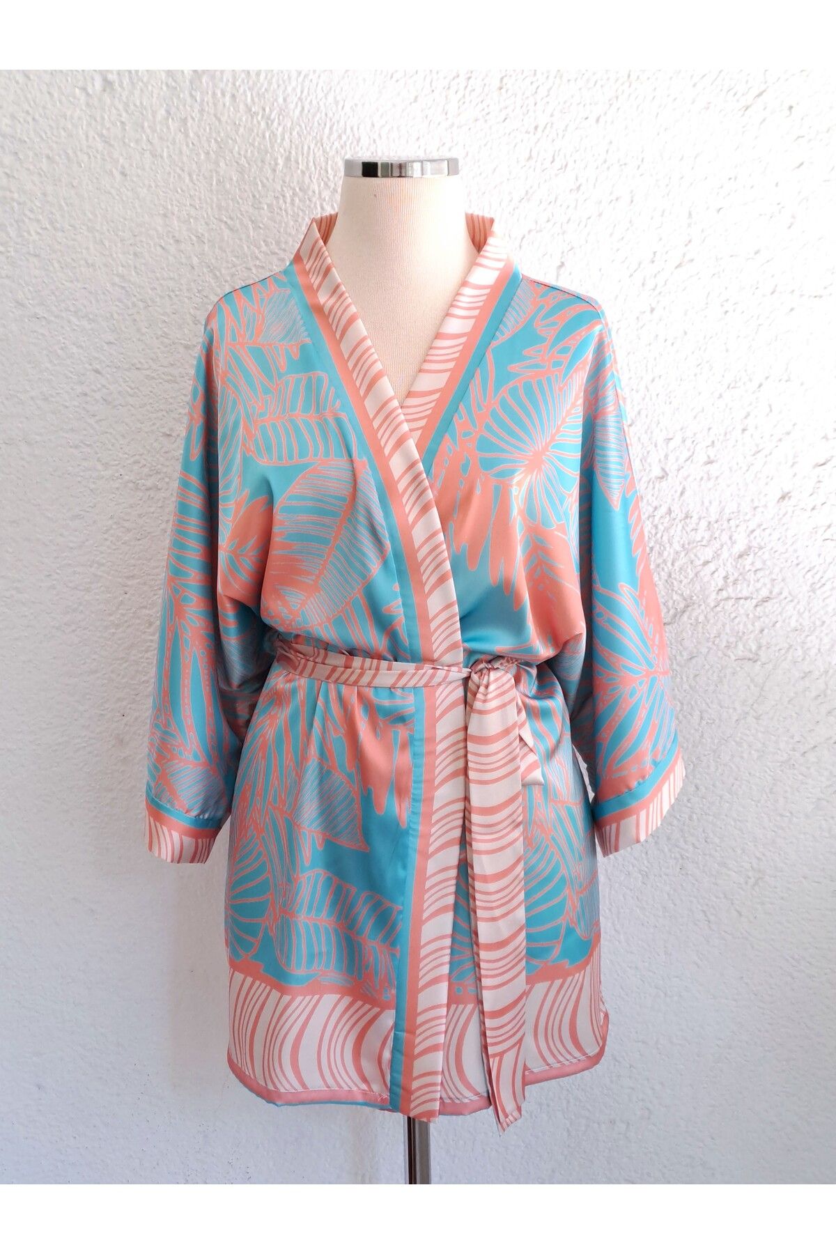 GODE Yarasa kollu, şifon saten kimono
