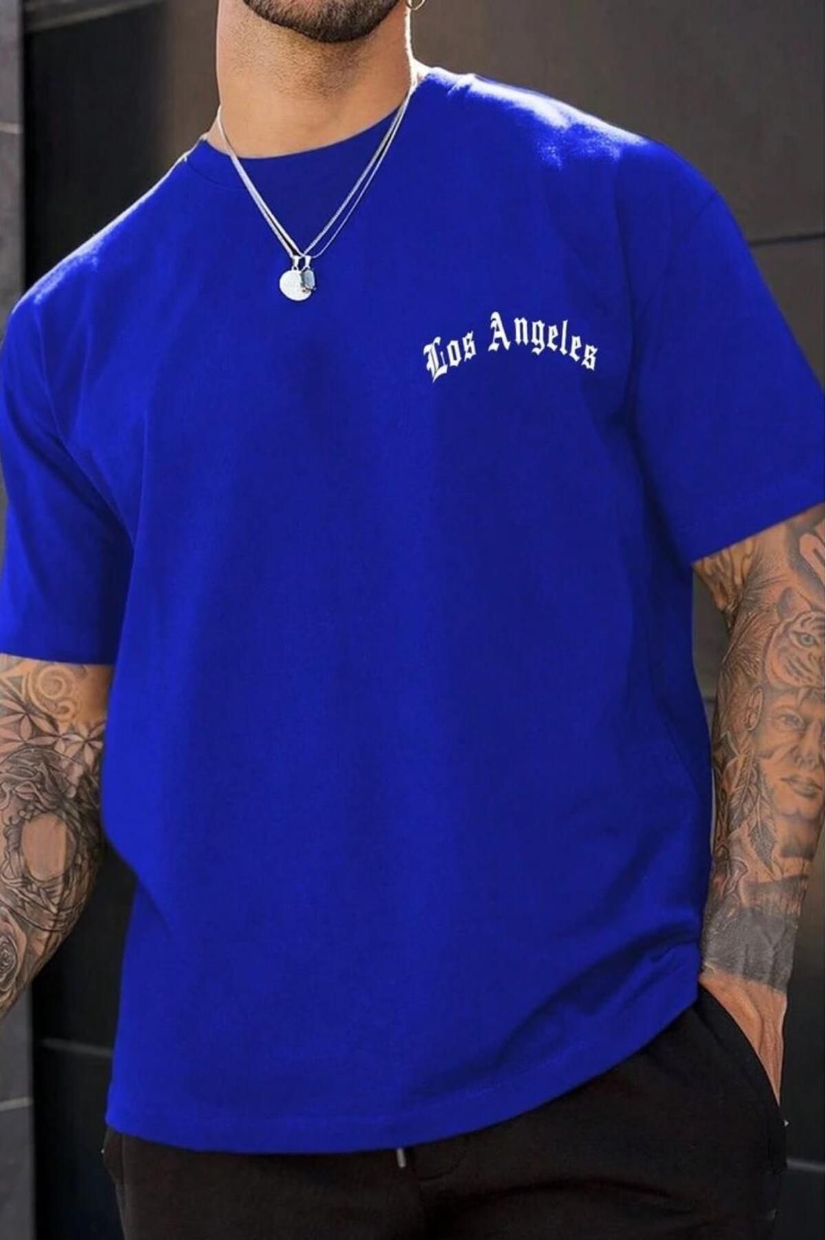 NO 601 Erkek Los Angeles Baskılı Oversize Tshirt