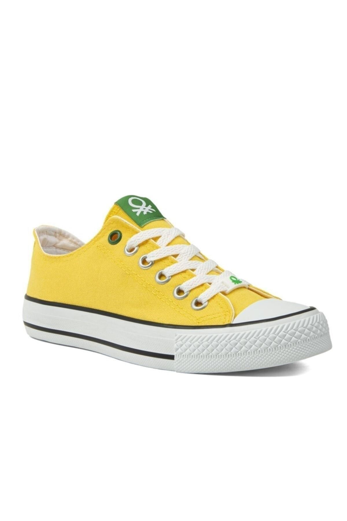 Benetton Canvas Bağcıklı Günlük Spor  Yürüyüş  Ayakkabı Sneaker Sarı