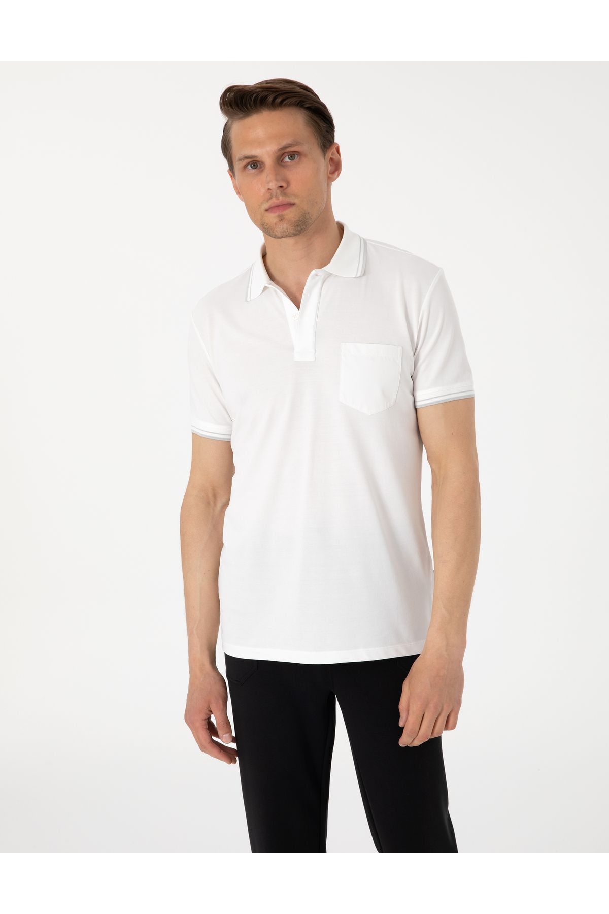 Pierre Cardin Ekru Slim Fit Tişört 50302631-VR019