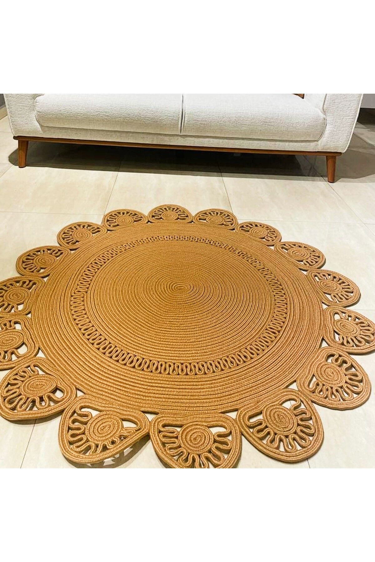 GNG Home Tekstil Jüt Hasır El Örmesi Nayla Model Kahverengi Kilim Paspas