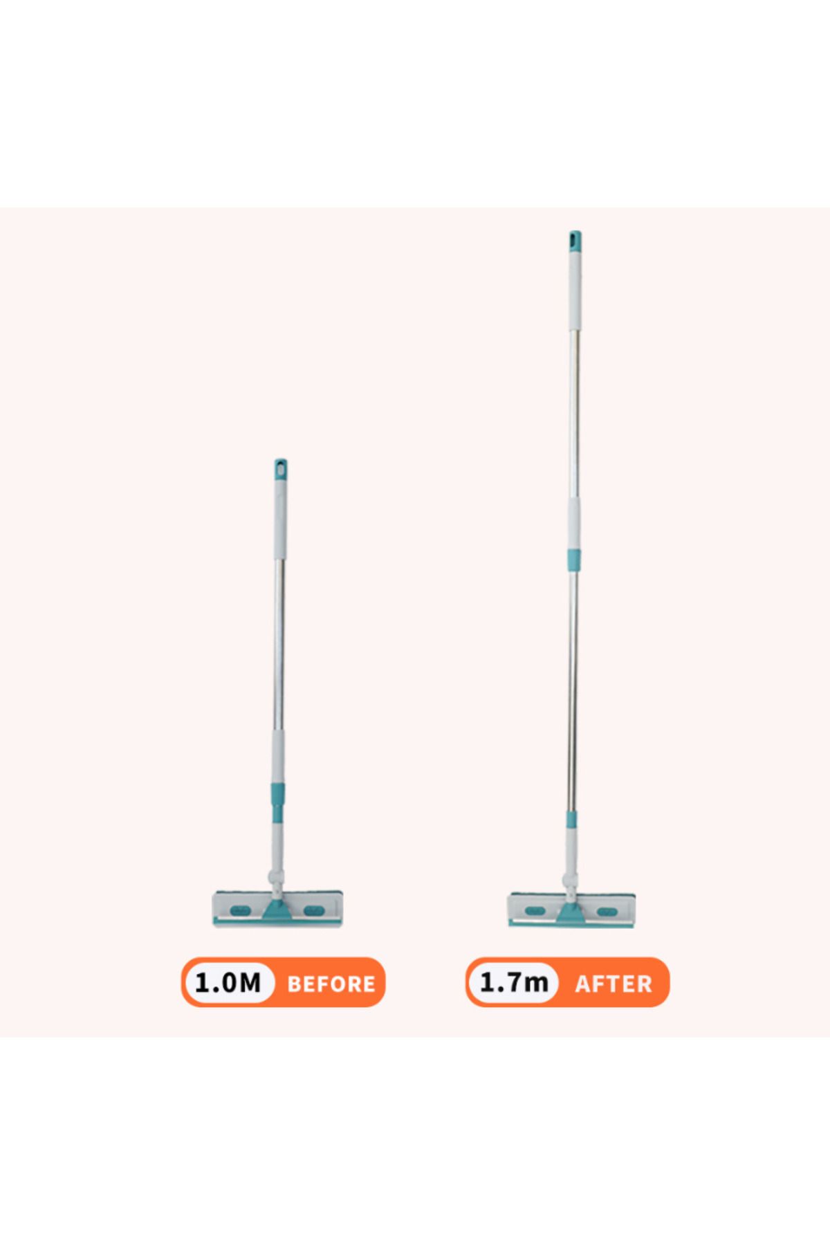 Viyogo-Window wiper with 2 microfiber cloths, 180° rotating, adjustable telescopic handle, 1-1.7m 7