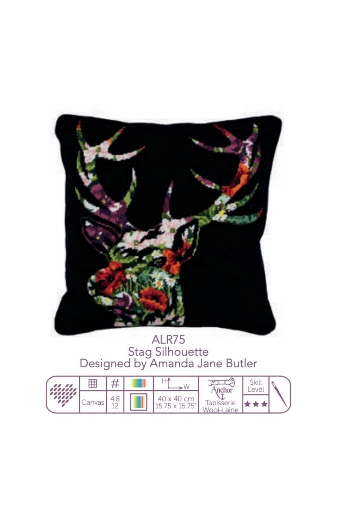 Anchor-40x40cm Deer Pattern Printed Tapestry - Unprocessed Threads Included ALR75 1