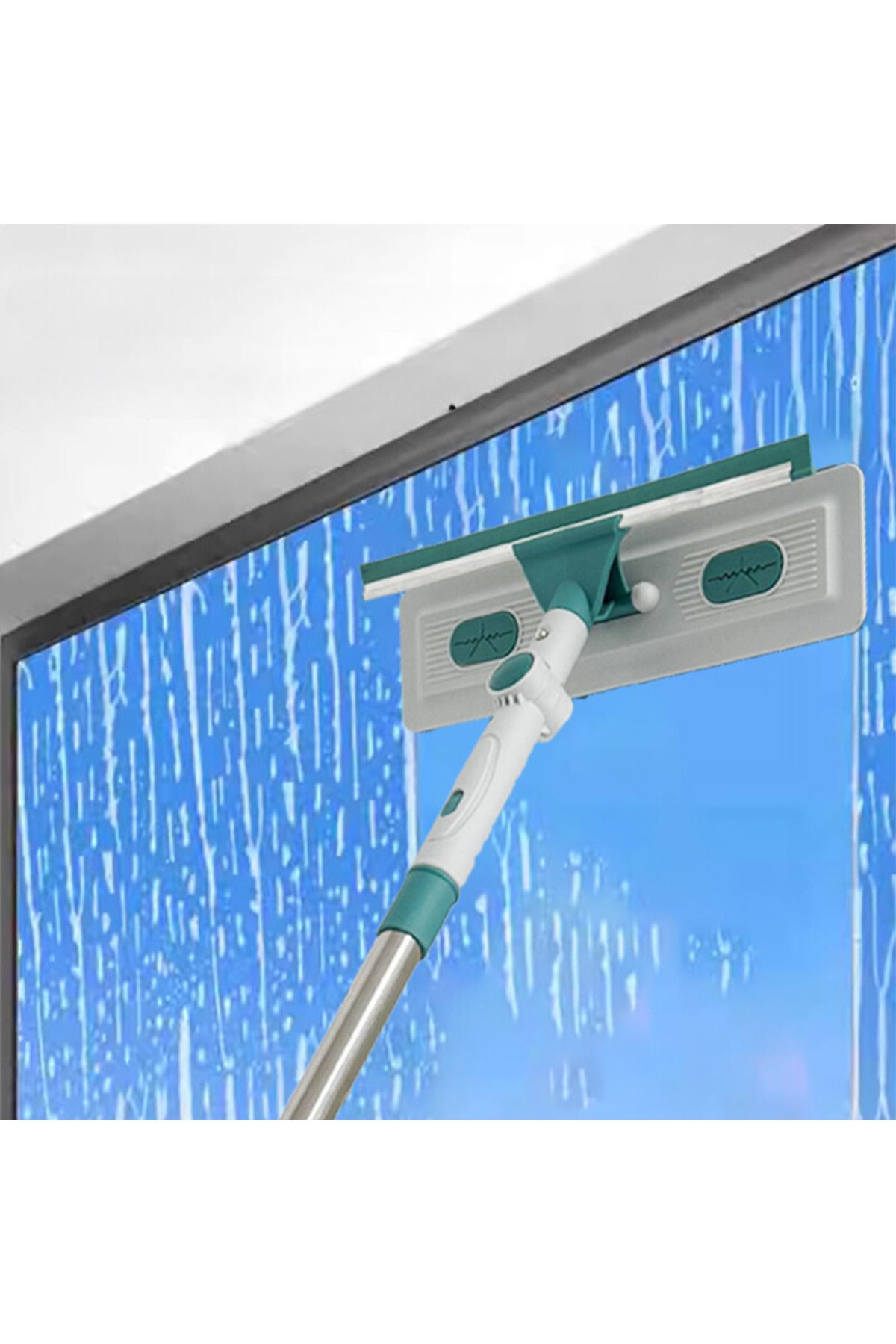 Viyogo-Window wiper with 2 microfiber cloths, 180° rotating, adjustable telescopic handle, 1-1.7m 2