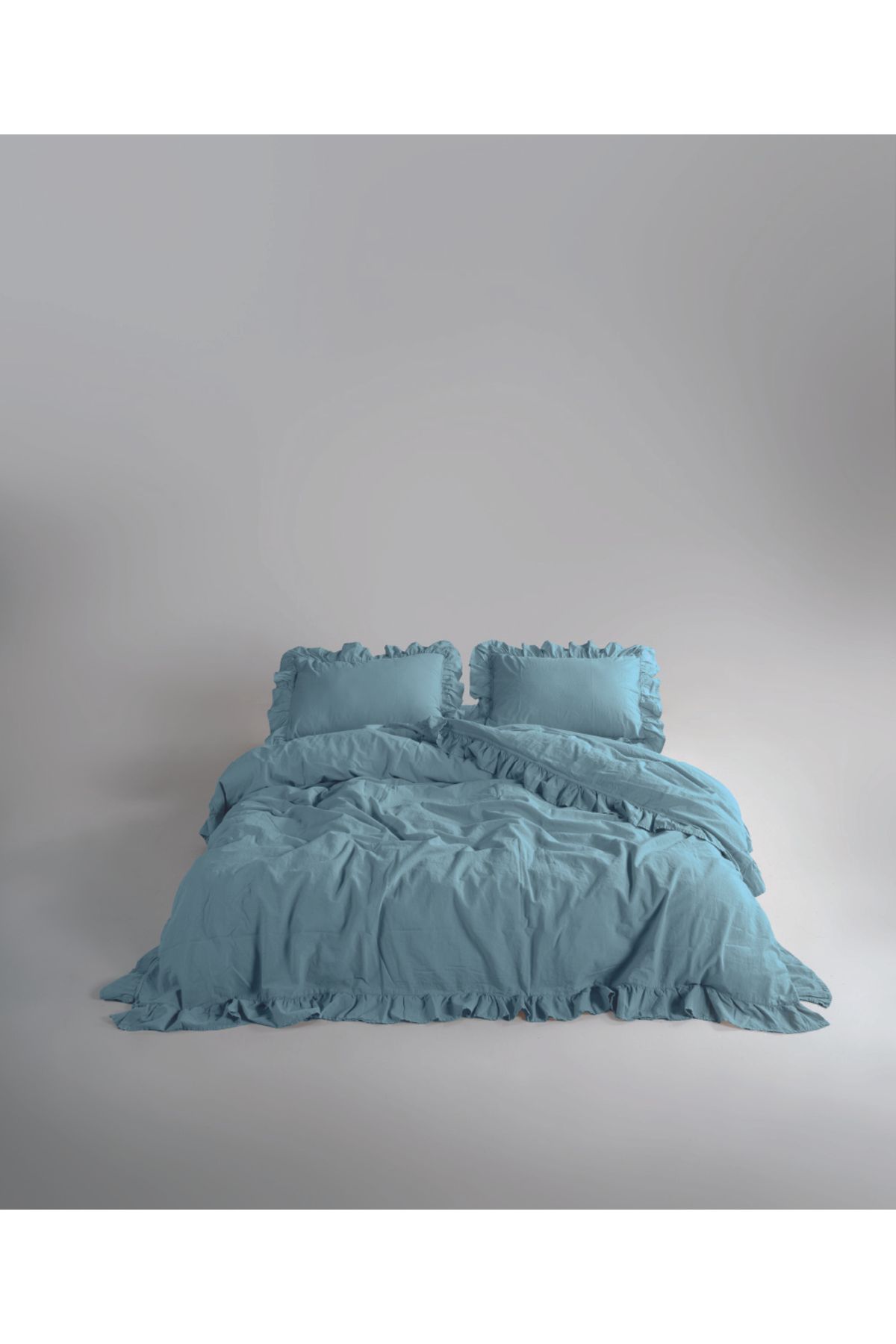 LİMASSO Stonewash 100% Yıkanmış Fırfırlı Pamuk Exclusive Nevresim Takımı -