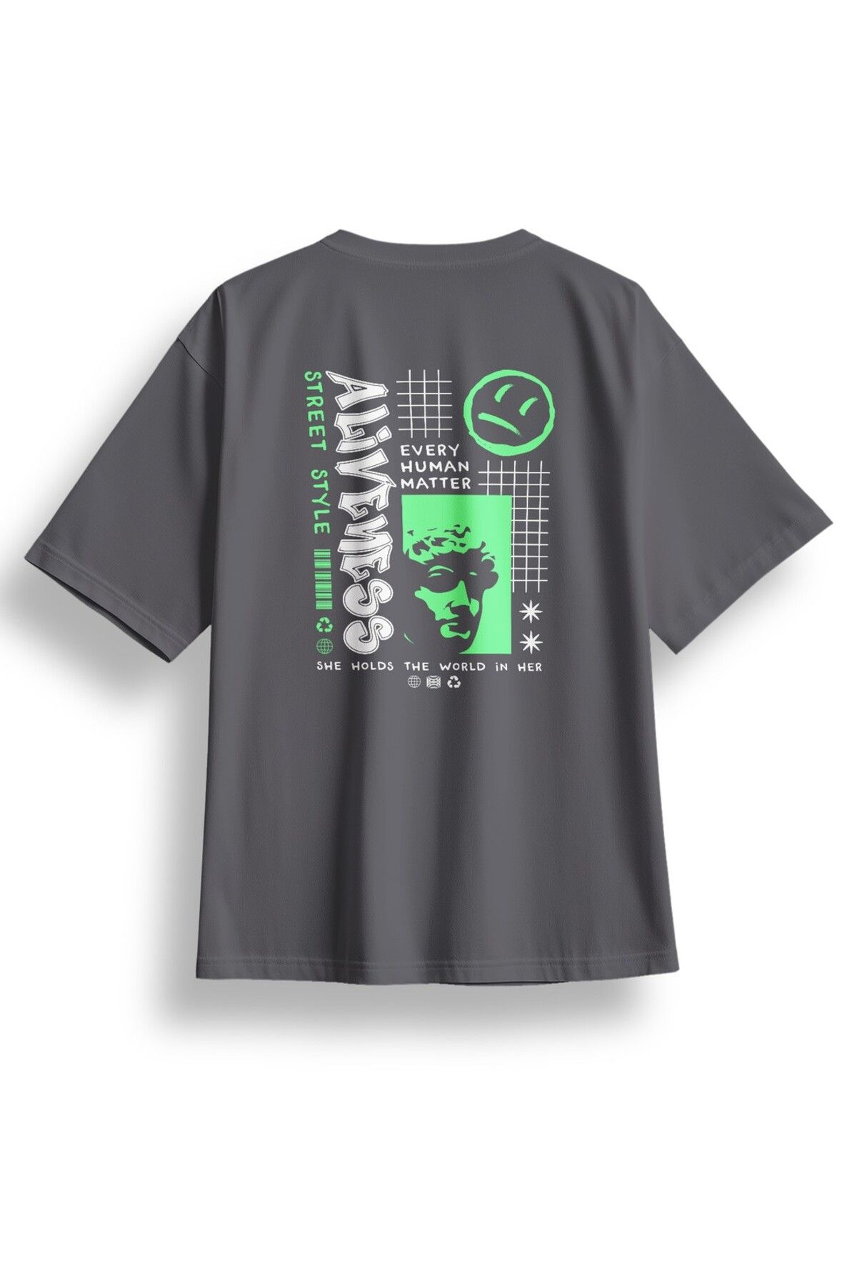 LUMARTA Oversize Aliveness Baskılı Tshirt