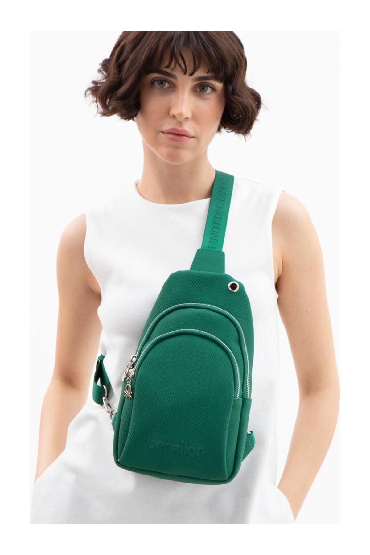 United Colors of Benetton KADIN ÇAPRAZ BODYBAG ÇANTA ZÜMRÜT YEŞİLİ-LACİVERT BNT1543