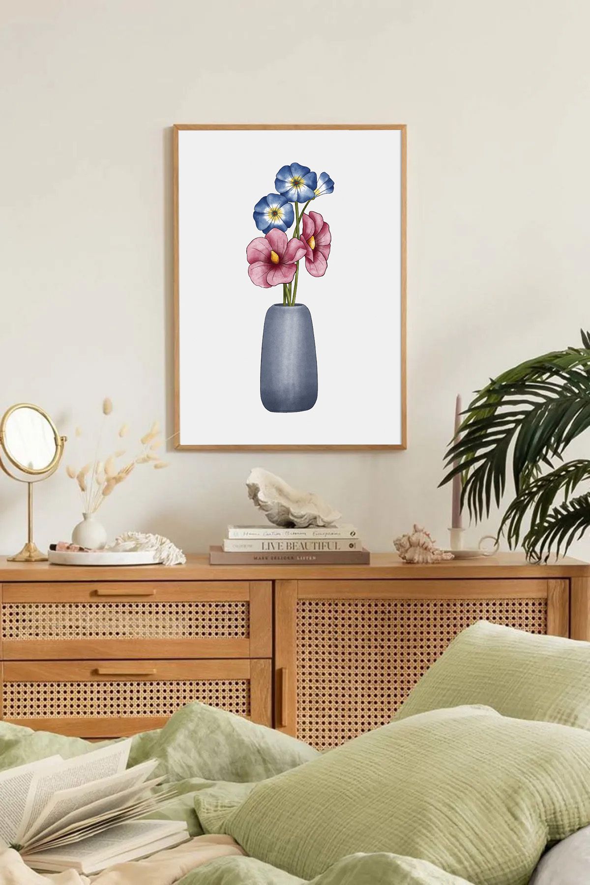 Dekorsiahome Tek Parça Ahşap Çerçeveli Oturma Odası Salon Mutfak Tablo TK0136