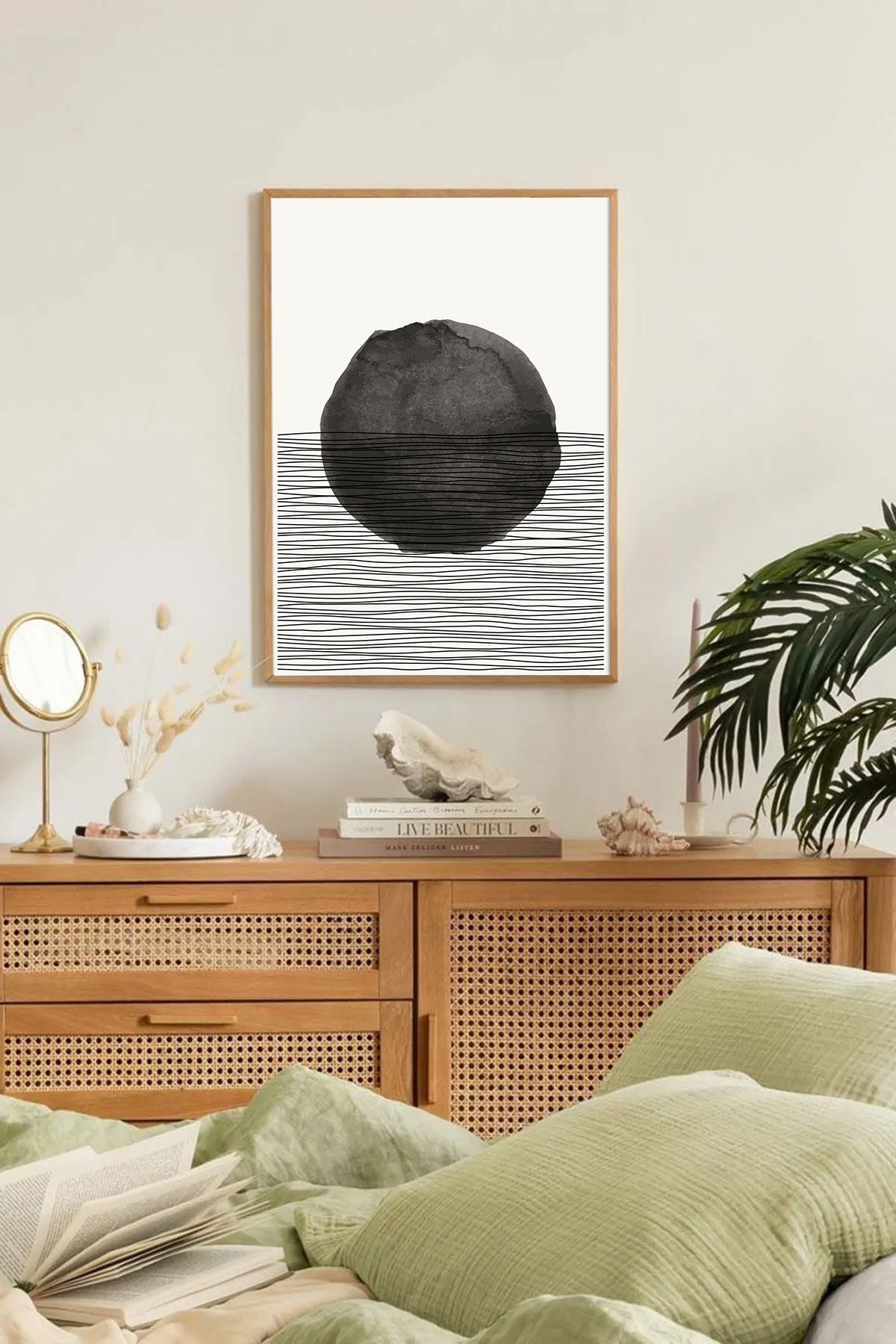 Dekorsiahome Tek Parça Ahşap Çerçeveli Oturma Odası Salon Mutfak Tablo TK0128