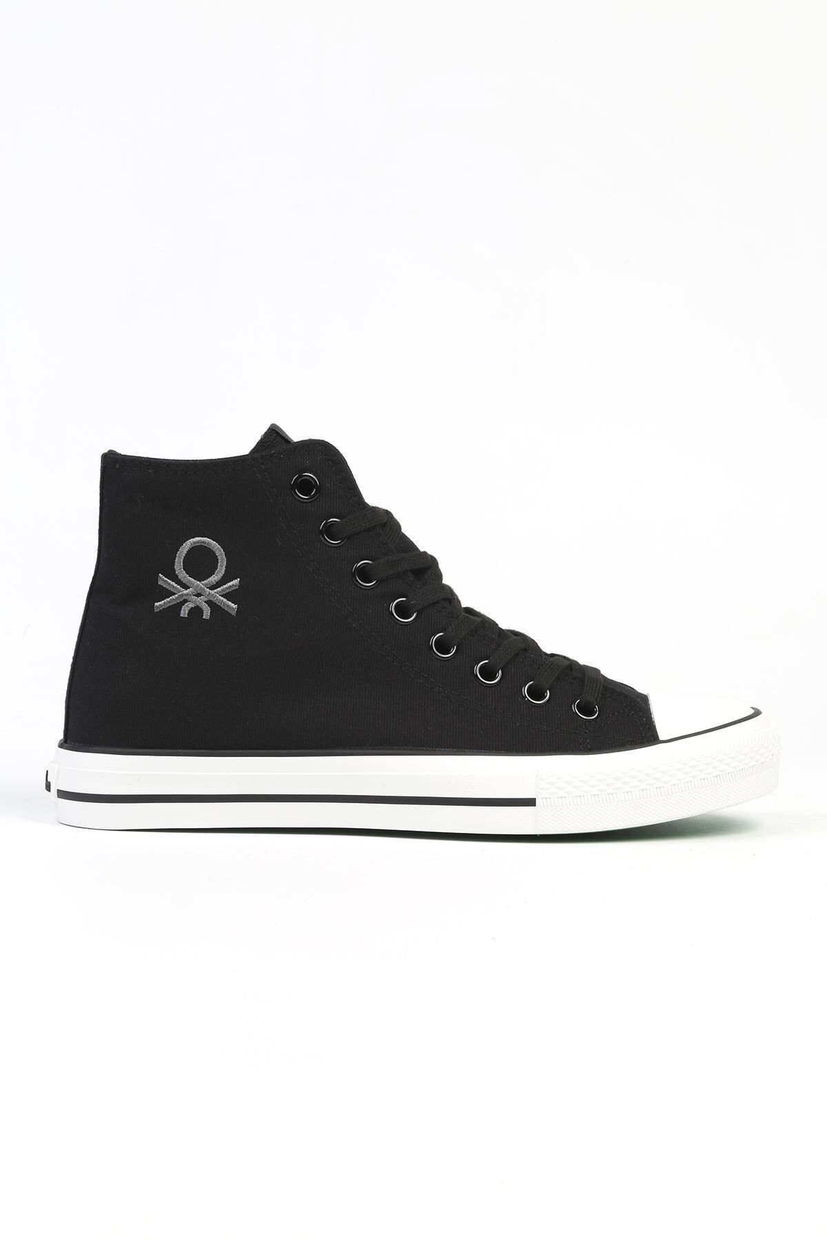 Benetton Bilek Boy Canvas Bağcıklı Günlük Spor Ayakkabı Sneaker Siyah