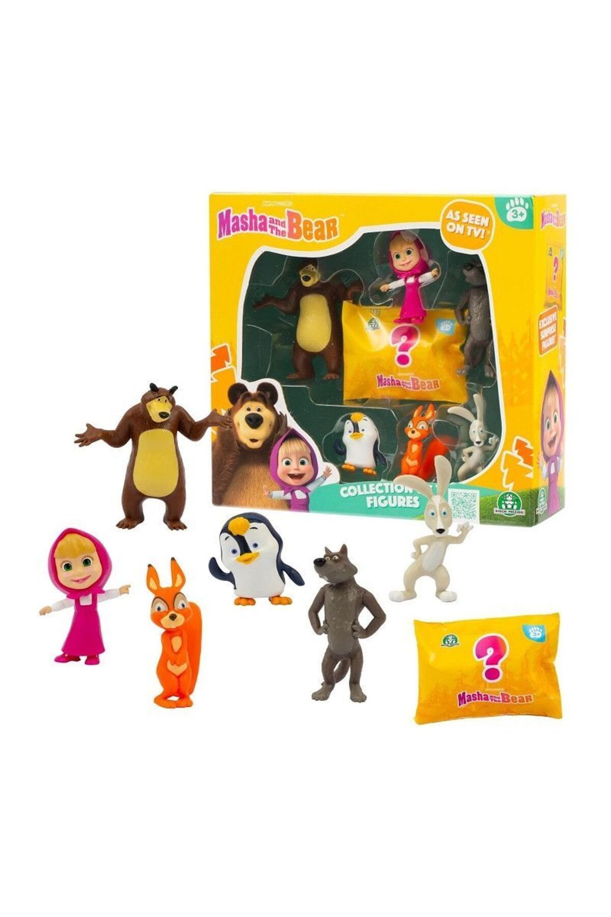 SECTOYS Masha ile Koca Ayı 7 li Figür Set Masha and The Bear 6 Figür + Sürpriz Figür Orijinal Maşa Kocaayı