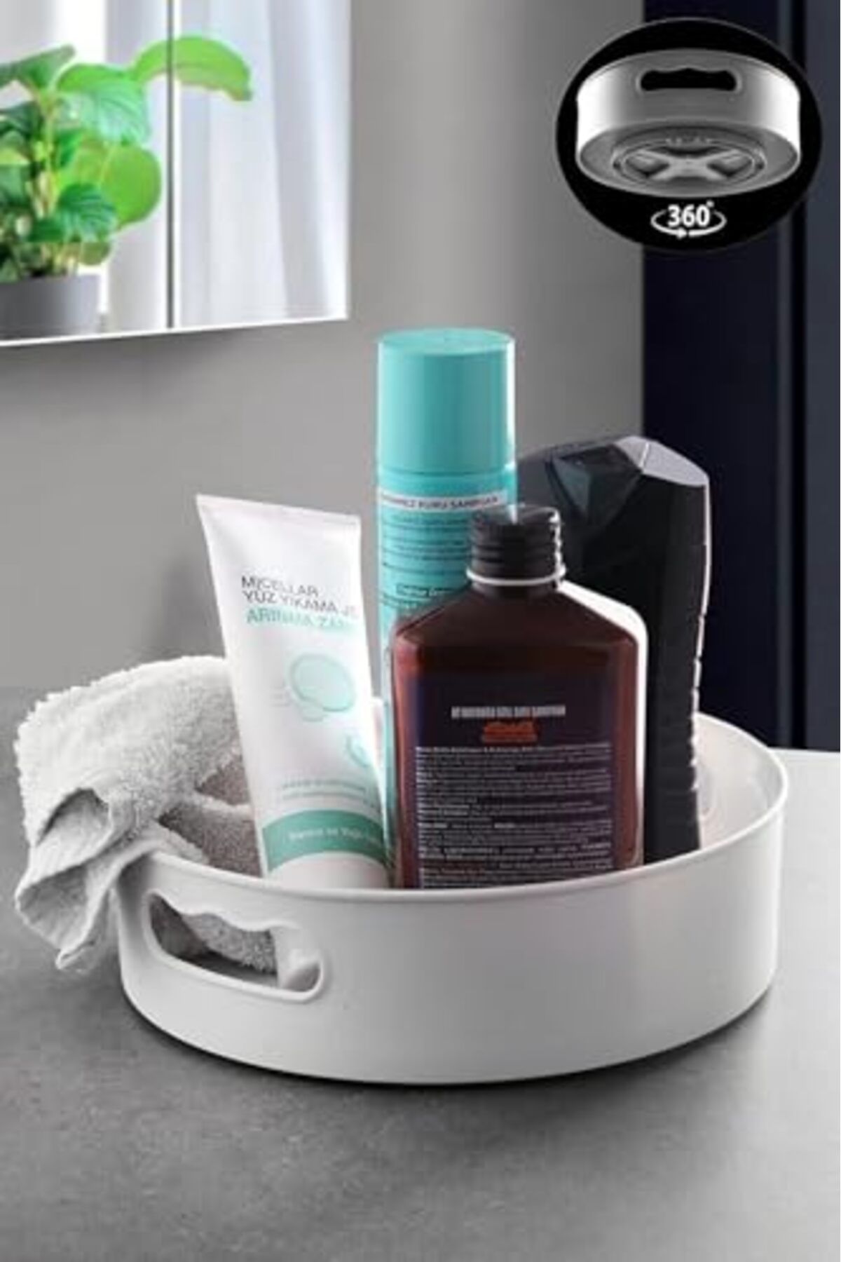 ShopZum Bev Kitchen 360 Derece Dönen Banyo&Amp;Buzdolabı Düzenleyici Tepsi Beyaz 20 X 20