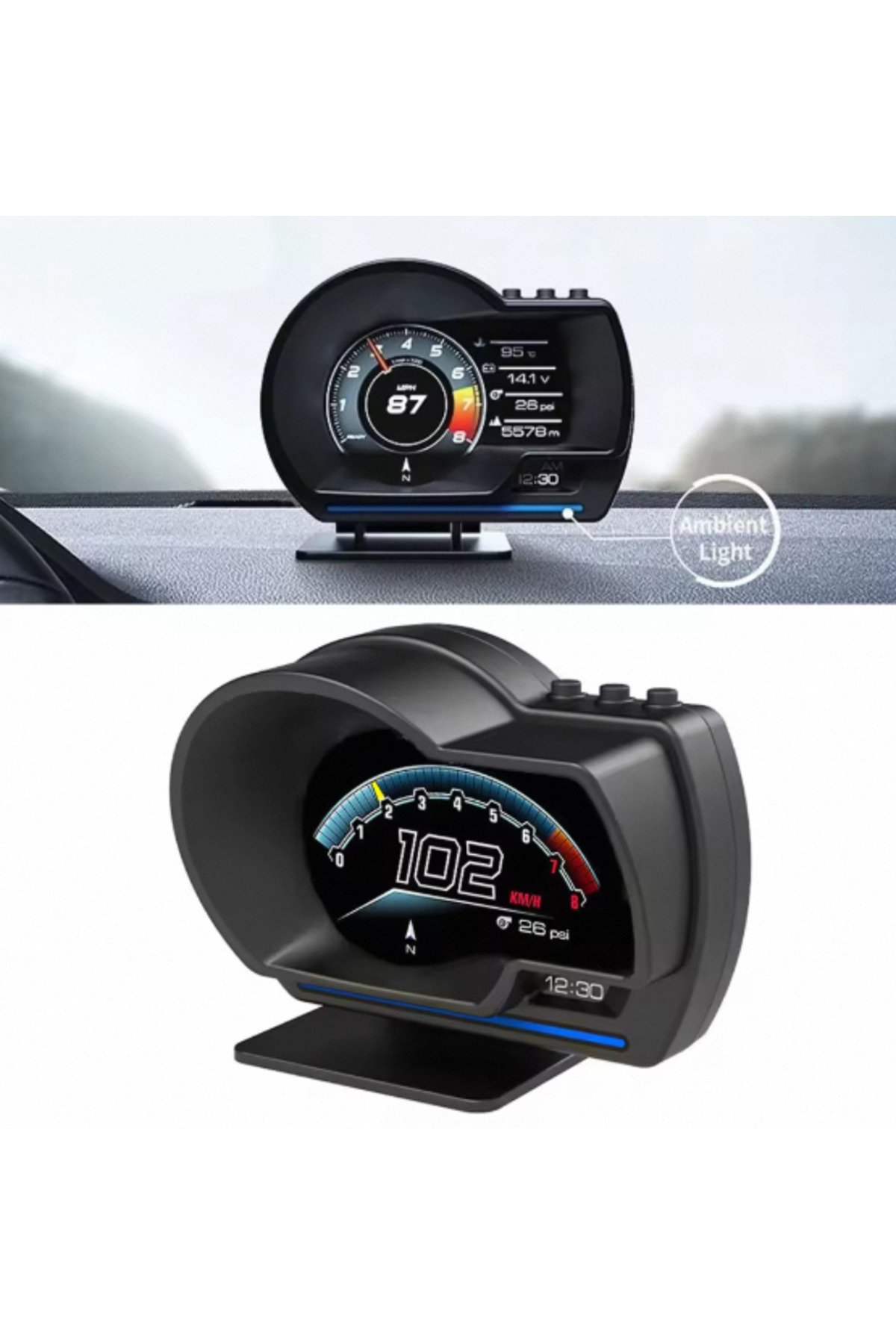 Choice-شاشة عرض أمامية OBD2 + GPS مقياس سرعة ذكي HUD للسيارة عداد سرعة توربو RPM إنذار للسيارة والشاحنة 4