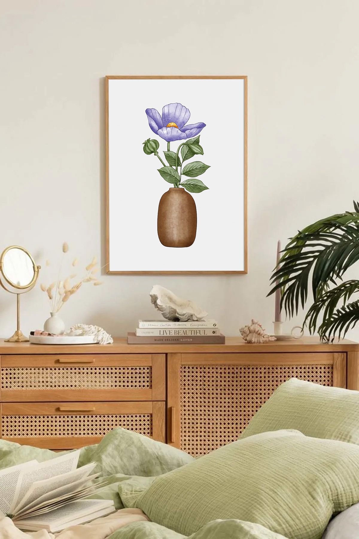Dekorsiahome Tek Parça Ahşap Çerçeveli Oturma Odası Salon Mutfak Tablo TK0133