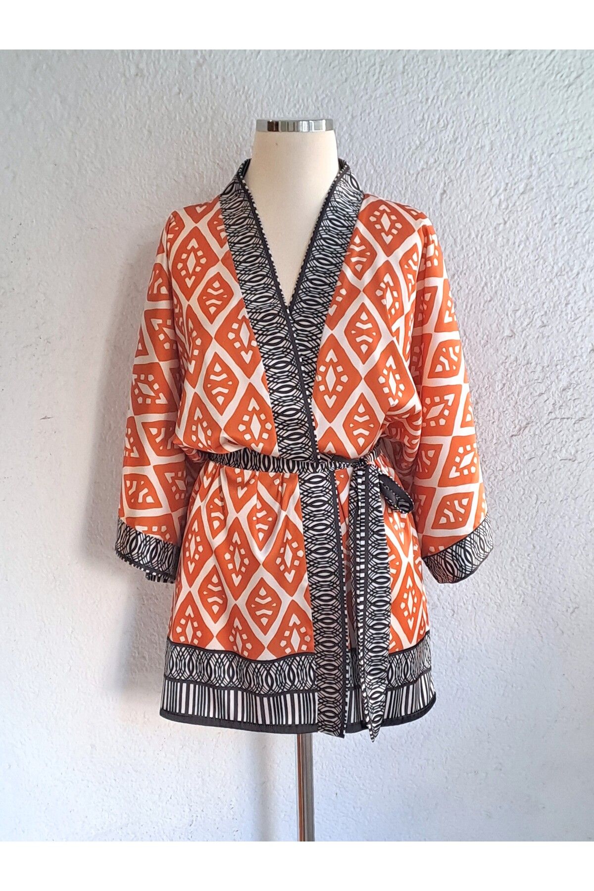 GODE Yarasa kollu şifon saten kimono