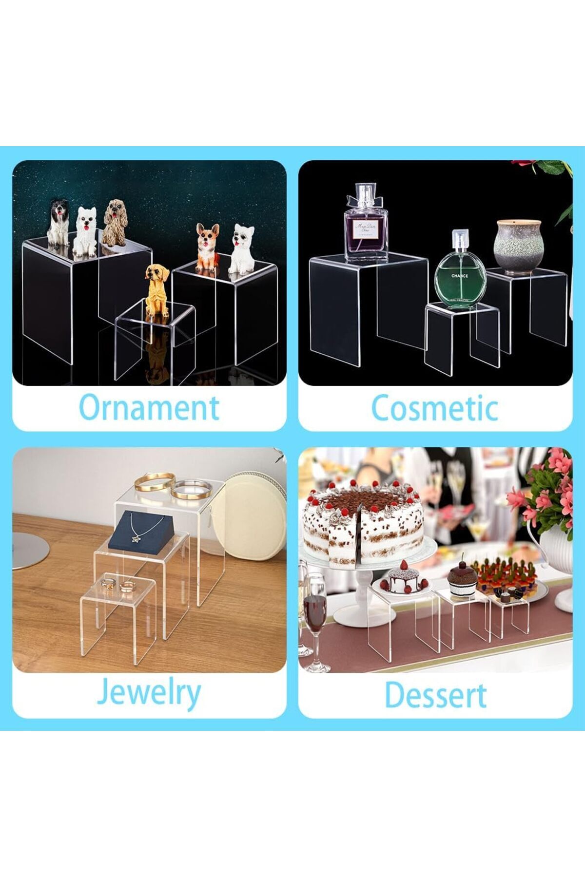 Generic-مجموعة من 9 حوامل عرض أكريليك صغيرة، رف أكريليك مستطيل شفاف للتنظيم 5