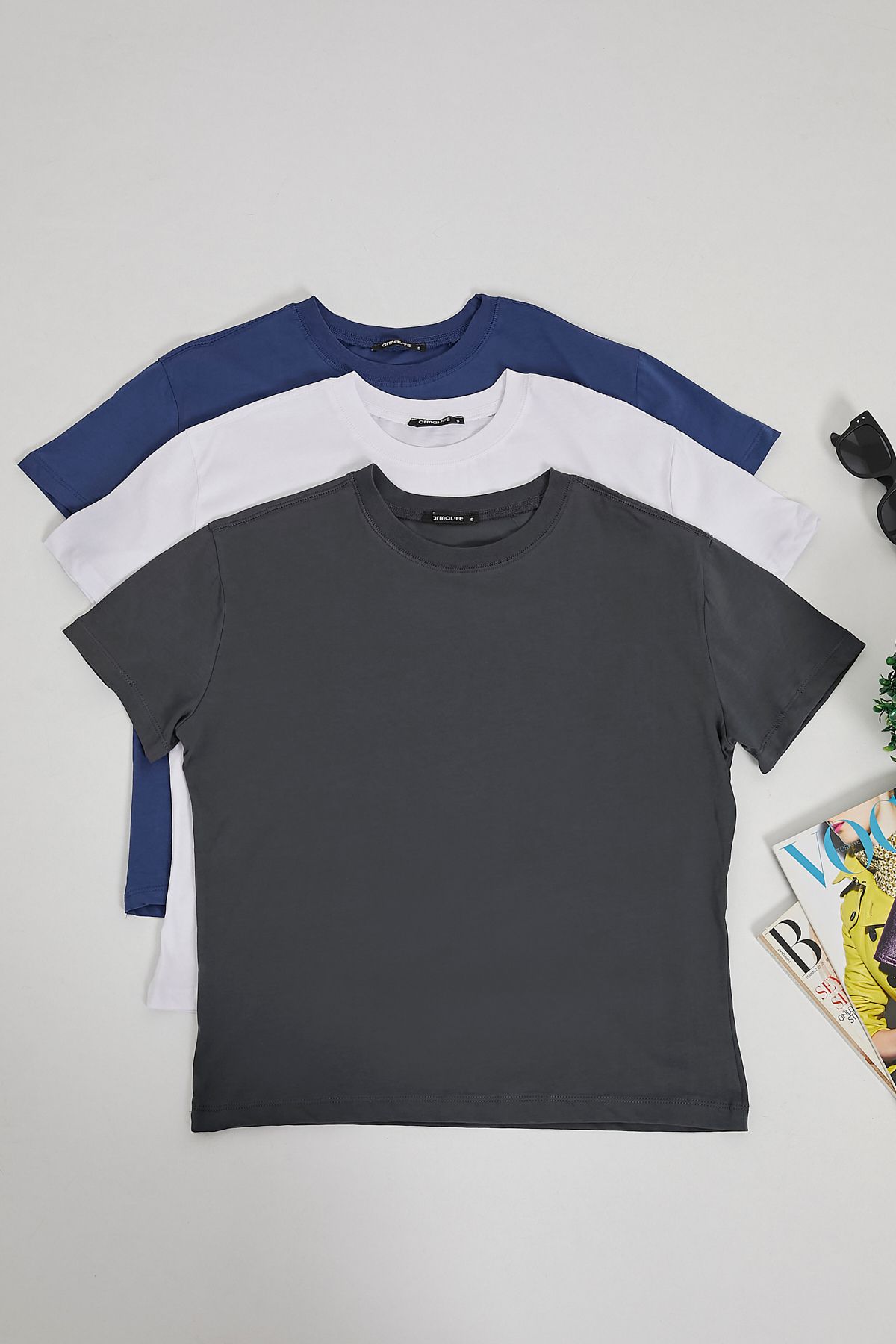 Arma Life ARMALIFE 6097 3 LÜ BİS. YK. OMUZ DİKİŞ DETAYLI KADIN T-SHIRT