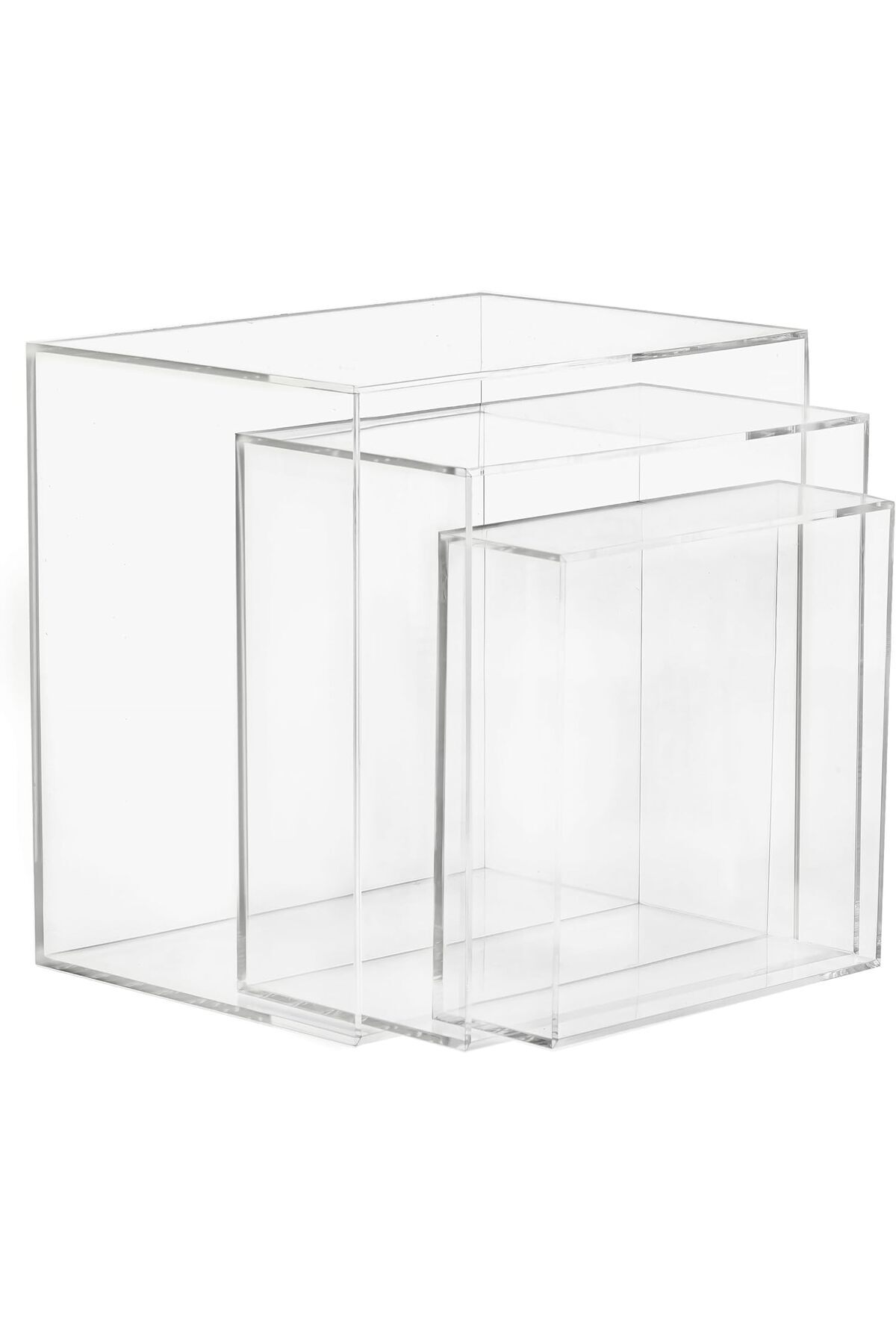 Generic-Food Risers for Buffet Table, 3PCS Clear Acrylic Cube Display Nesting Risers with Hollow Bottoms 5