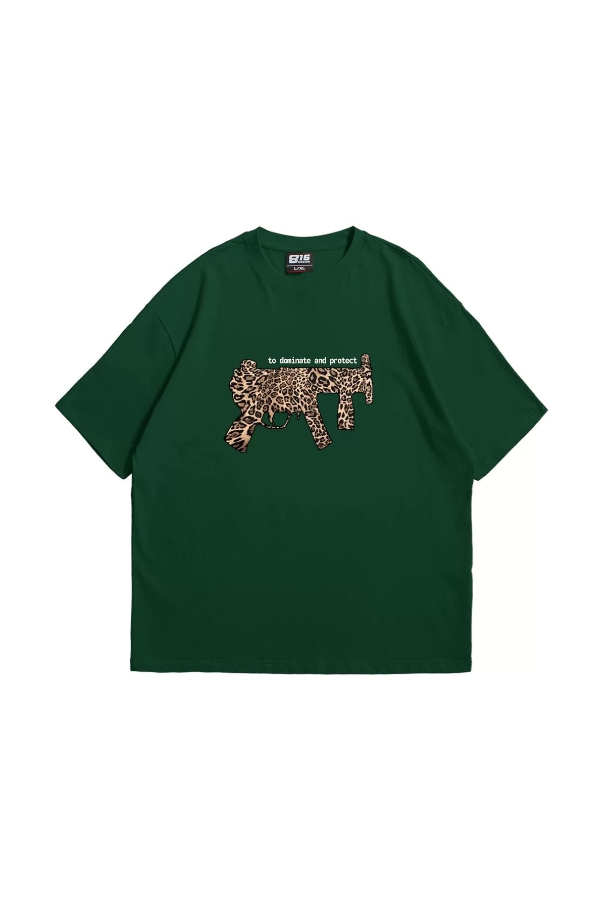 Bak Moda Dominate Baskılı Oversize Unisex Yeşil Tshirt