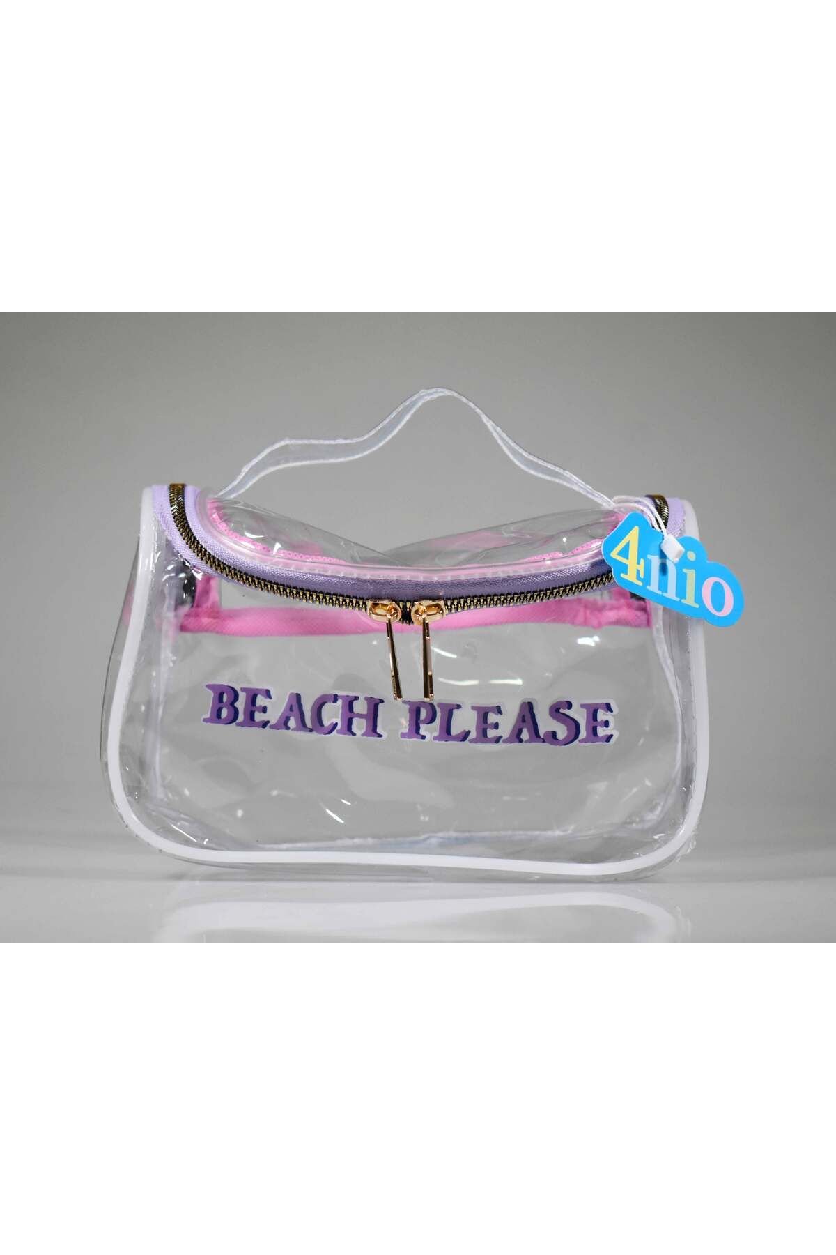 4nio ŞEFFAF PVC BEACH PLEASE YAZILI ÇOK AMAÇLI ÇANTA