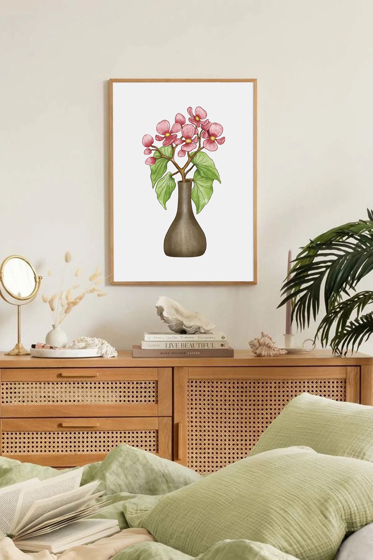 Dekorsiahome Tek Parça Ahşap Çerçeveli Oturma Odası Salon Mutfak Tablo TK0137