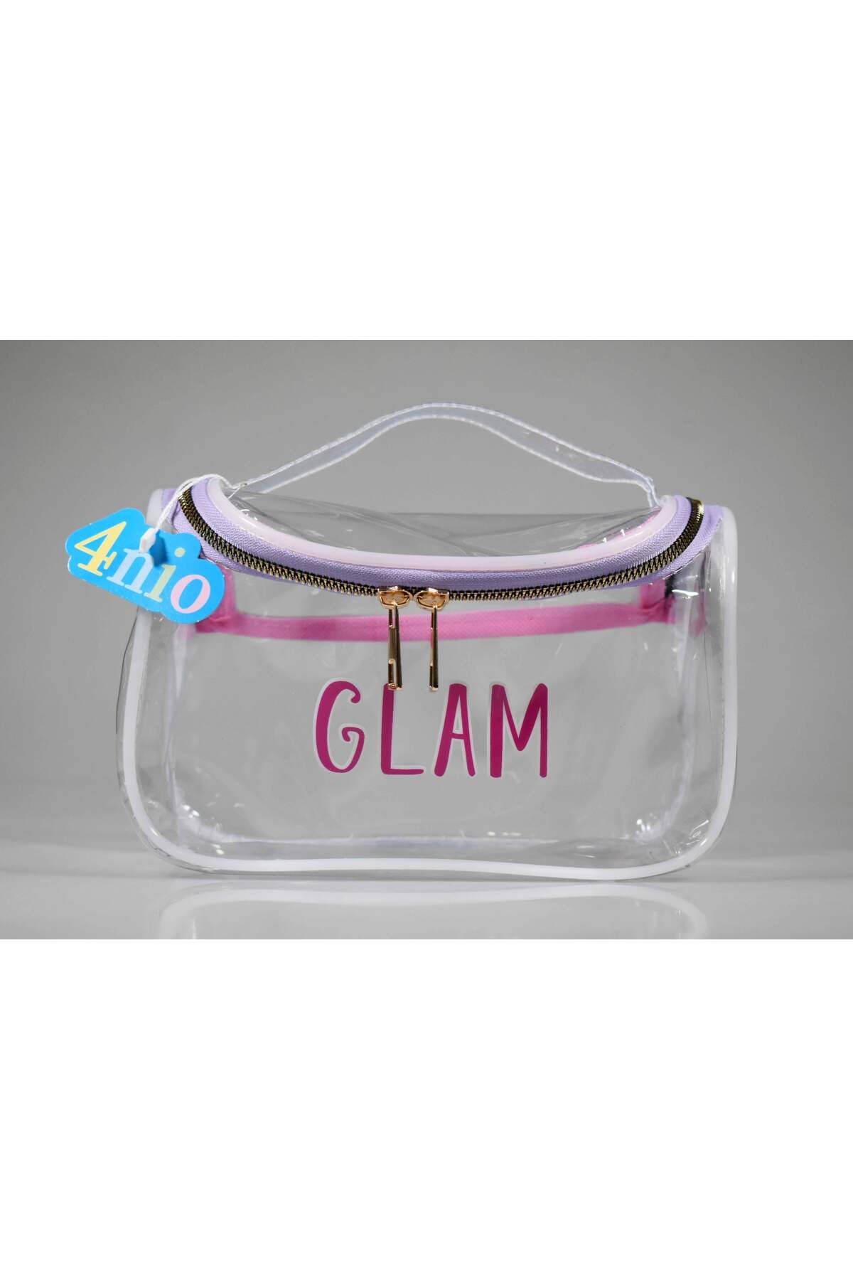 4nio ŞEFFAF PVC GLAM YAZILI ÇOK AMAÇLI ÇANTA