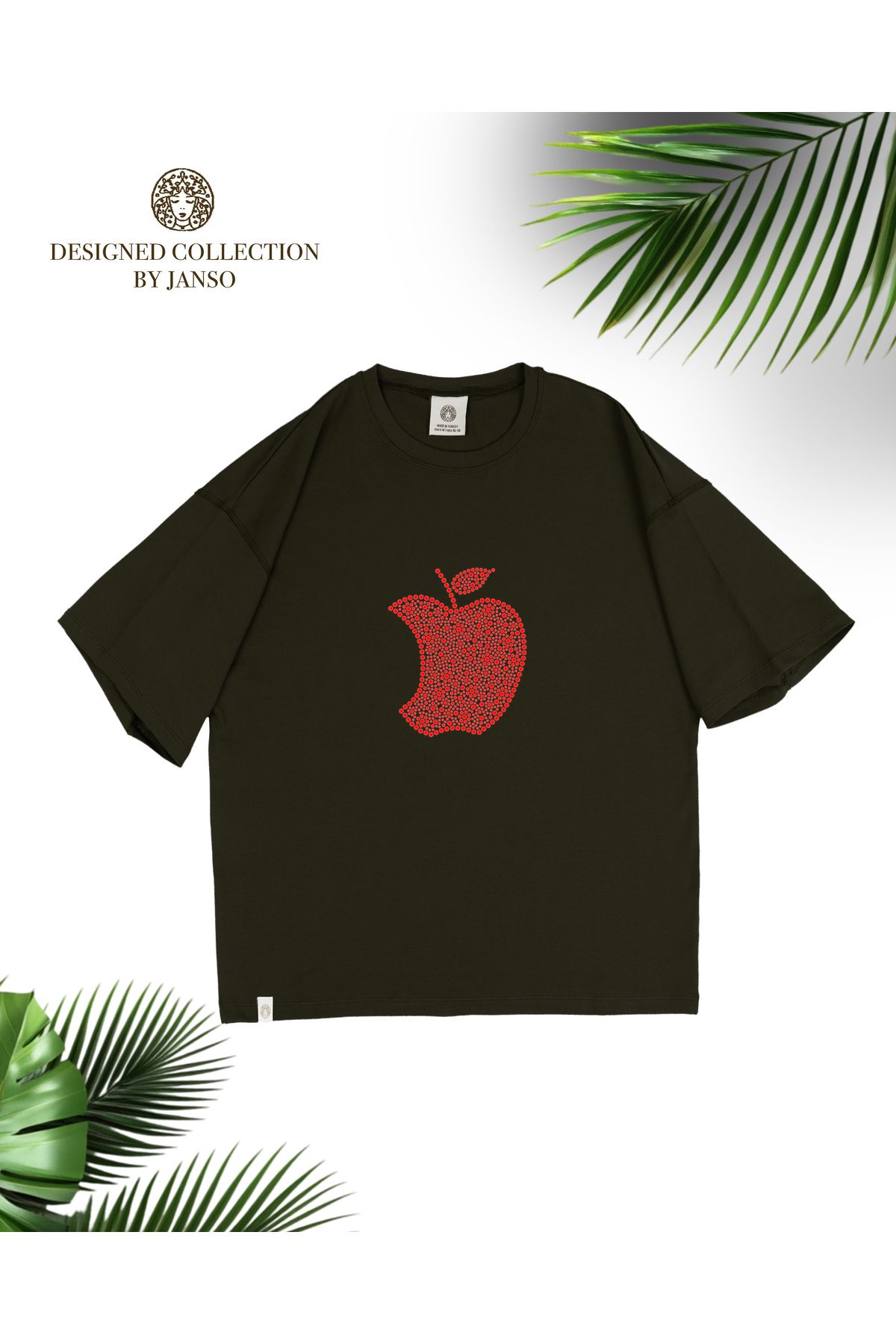 JANSO GROUP -KADIN KISA KOLLU TSHIRT BASKILI ELMA