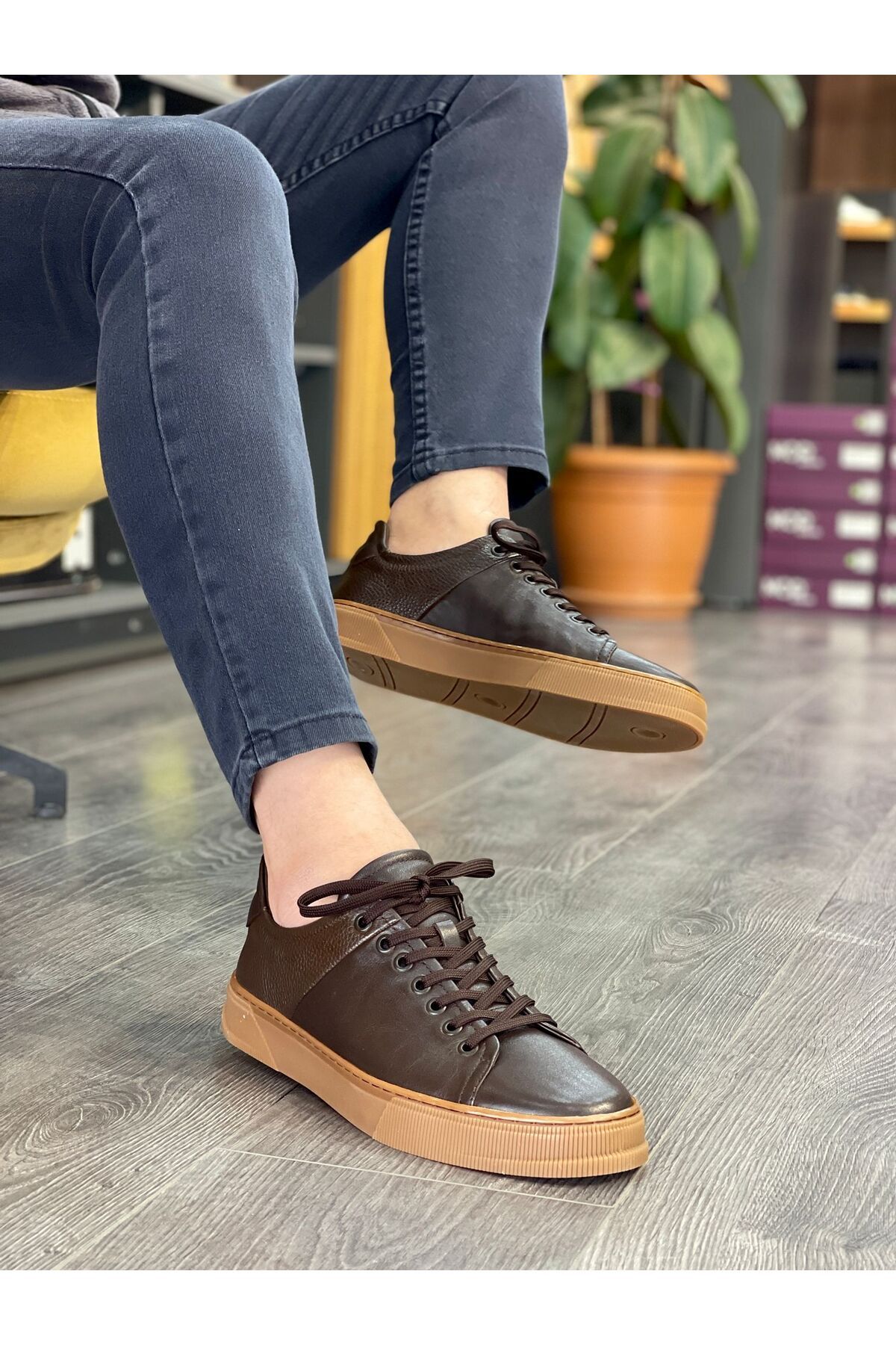 MOR KUNDURA Hakiki Deri Günlük Kullanım Sneakers Erkek Ayakkabı