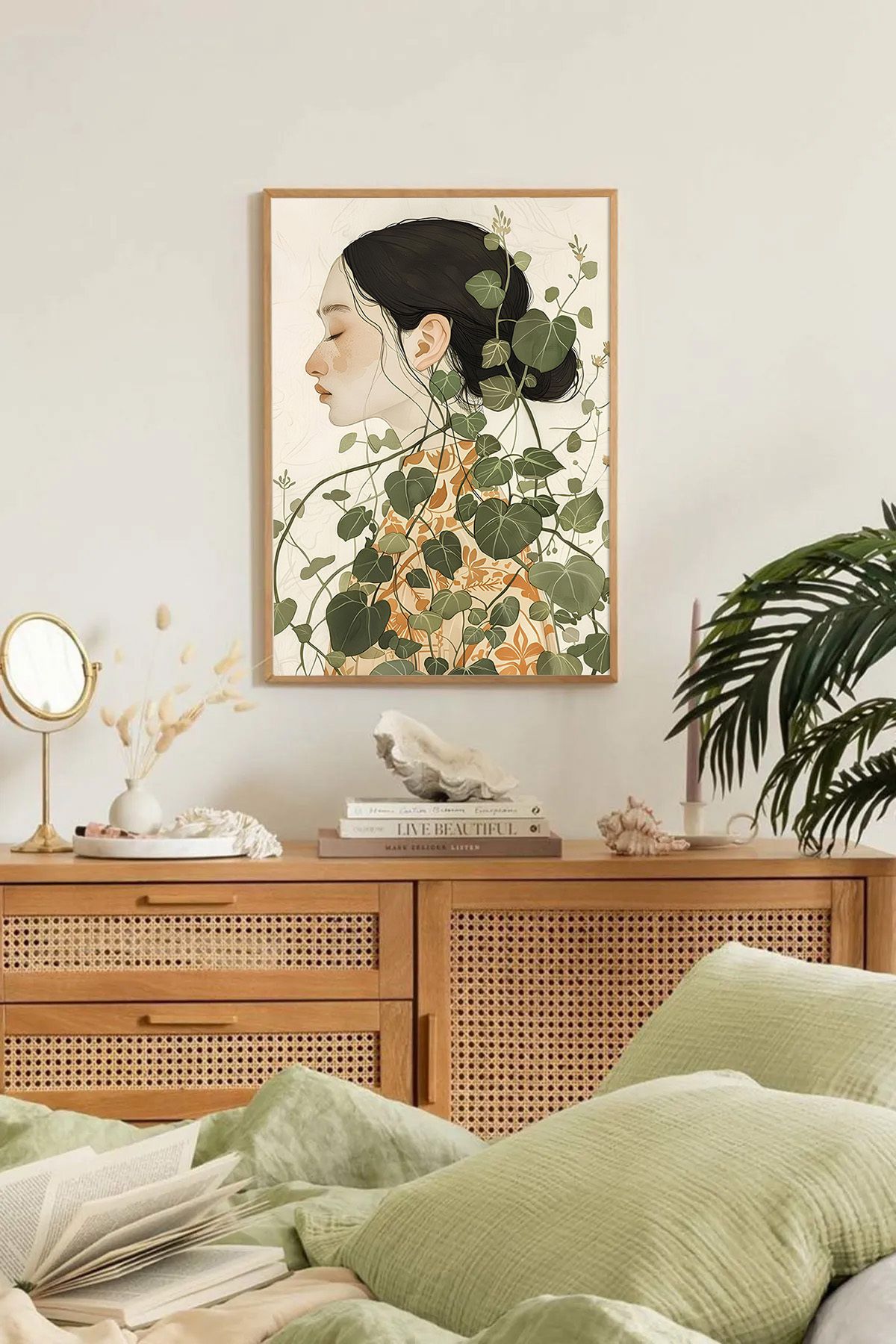 Dekorsiahome Tek Parça Ahşap Çerçeveli Oturma Odası Salon Mutfak Tablo TK0208