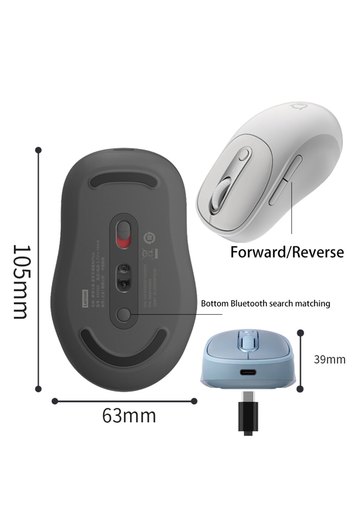 Choice-GRAY Mouse Xiaoxin Plus Bluetooth Wireless Mouse Twilight Dark Gray Bluetooth Dual Mode Mouse Silent 5