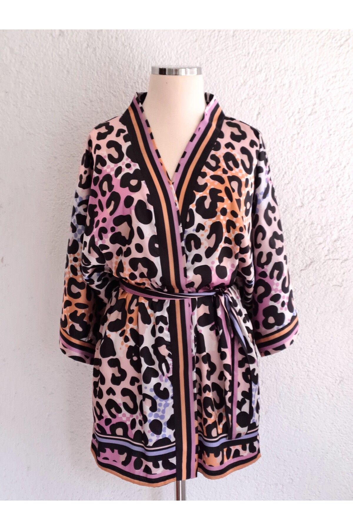 GODE Yarasa kollu şifon saten kimono