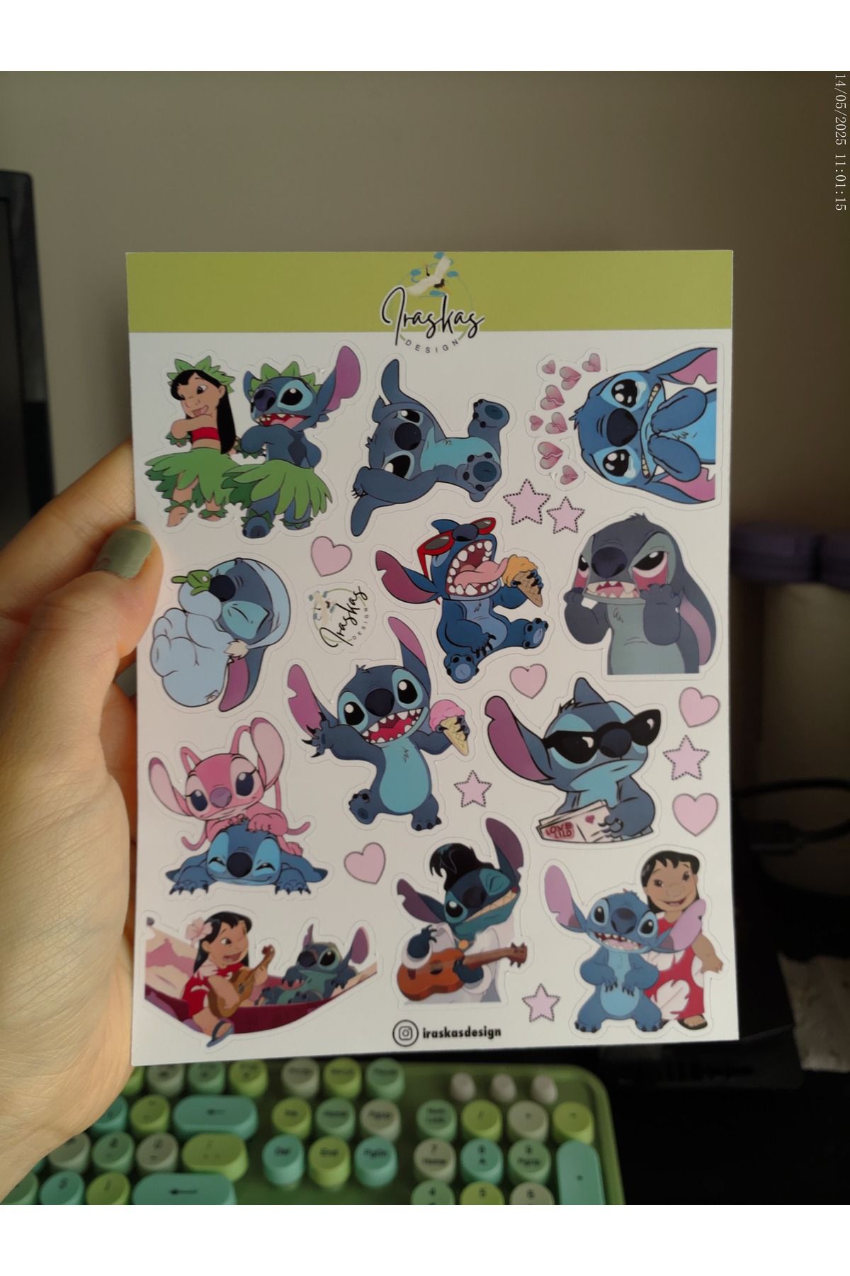 iraskas design Stitch & Lilo Karikatürize Sticker Seti | A5 Çıkartma | Ajanda, Defter, Tablet, Planlayıcı, Hediye