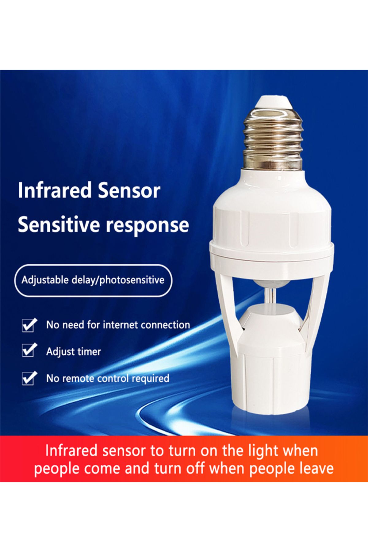Choice-Motion Sensor Led Lamp Base E27 Socket Converter AC100-240V Light Bulb Holder Adapter Switch Adju... 7