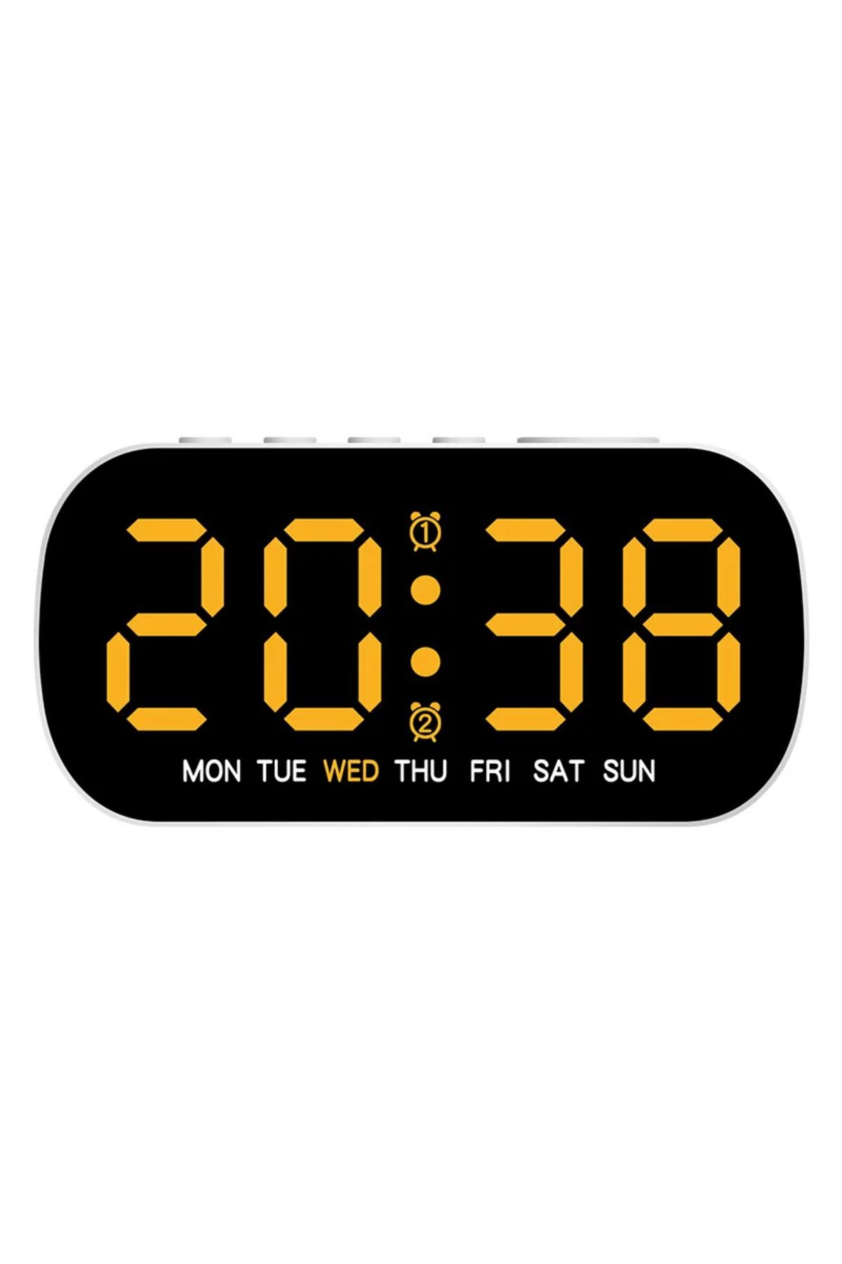 Choice-Yellow Digital Alarm Clock USB Powered Temperature Date Week Dual Alarm Night Mode Snooze Clock 5 Le 1