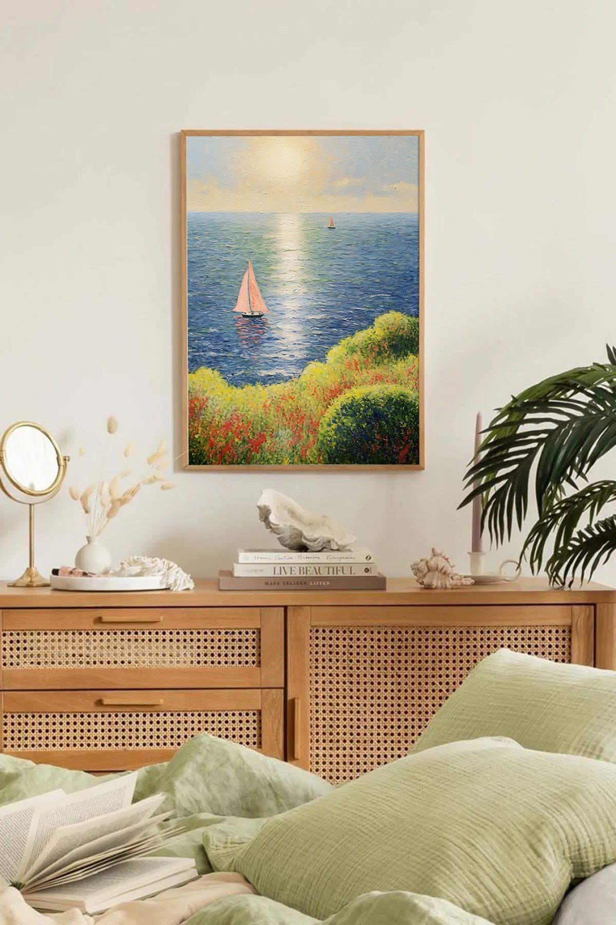 Dekorsiahome Tek Parça Ahşap Çerçeveli Oturma Odası Salon Mutfak Tablo TK0222